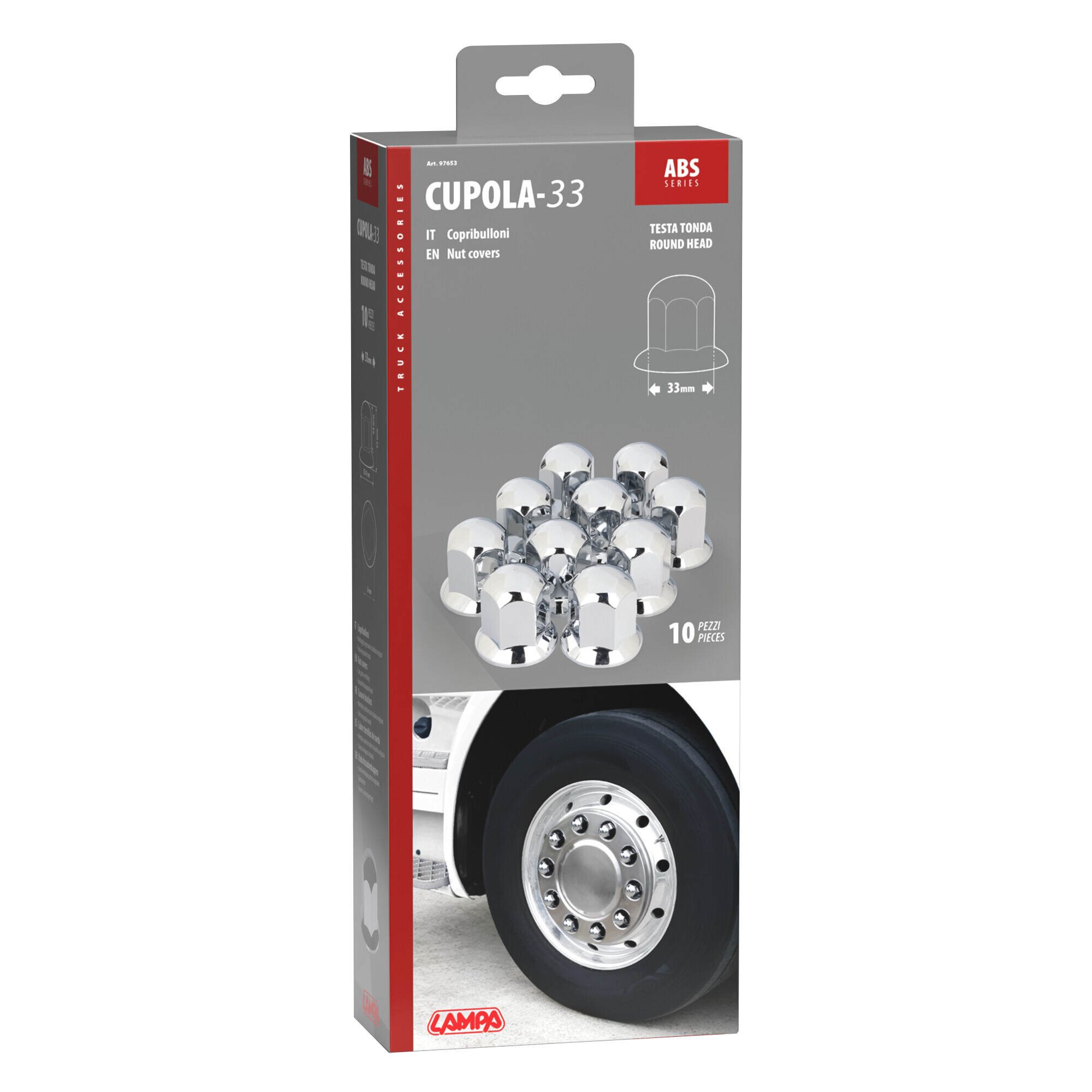Copribulloni cromati in ABS - Ø 33 mm - Set 10 pz - immagine 4