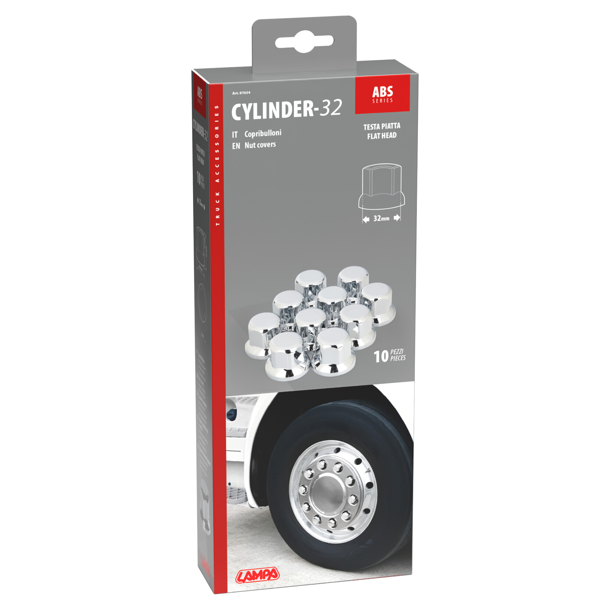Set 10 copribulloni cromati in ABS - Ø 32 mm - immagine 3