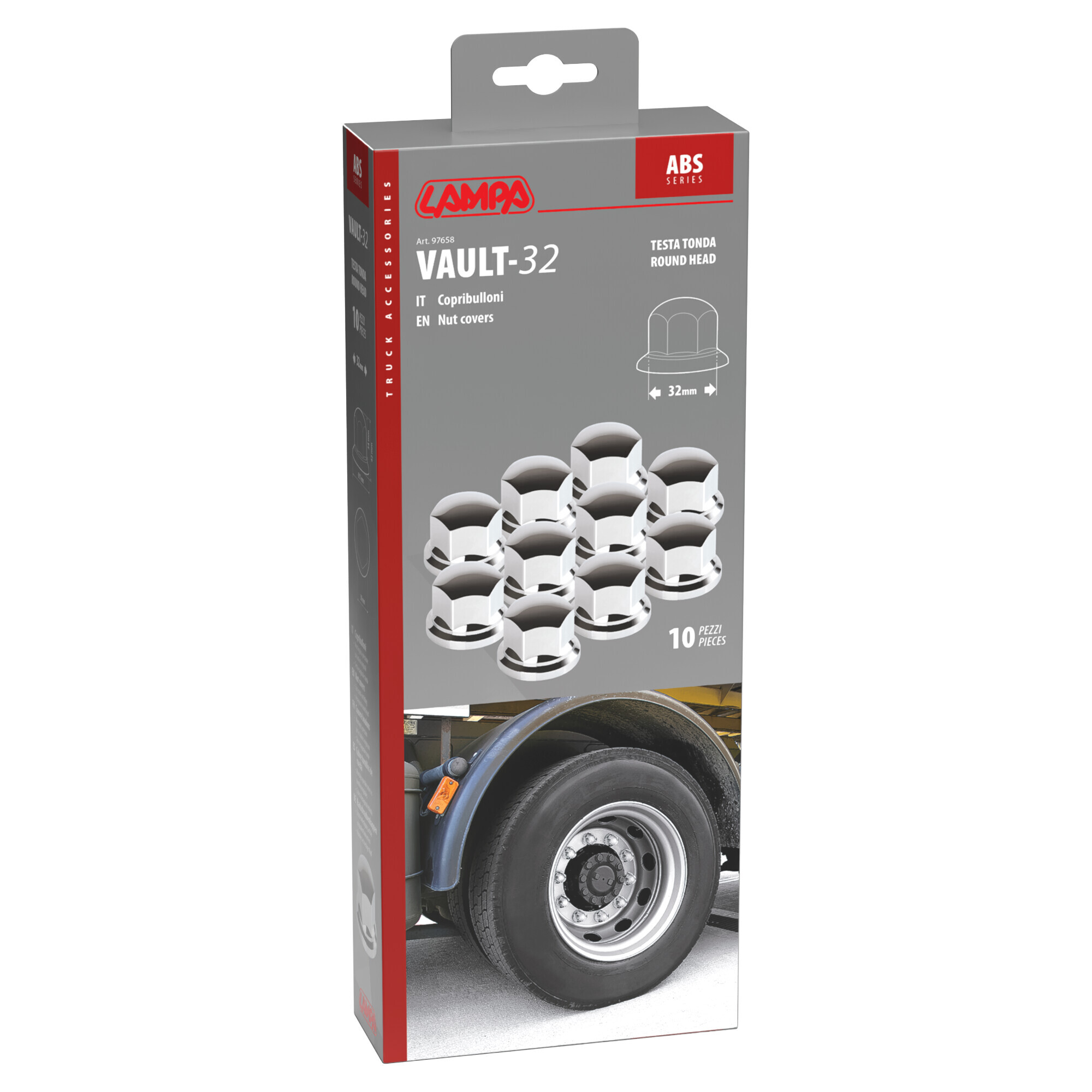 Set 10 copribulloni cromati in ABS - Ø 32 mm - immagine 5