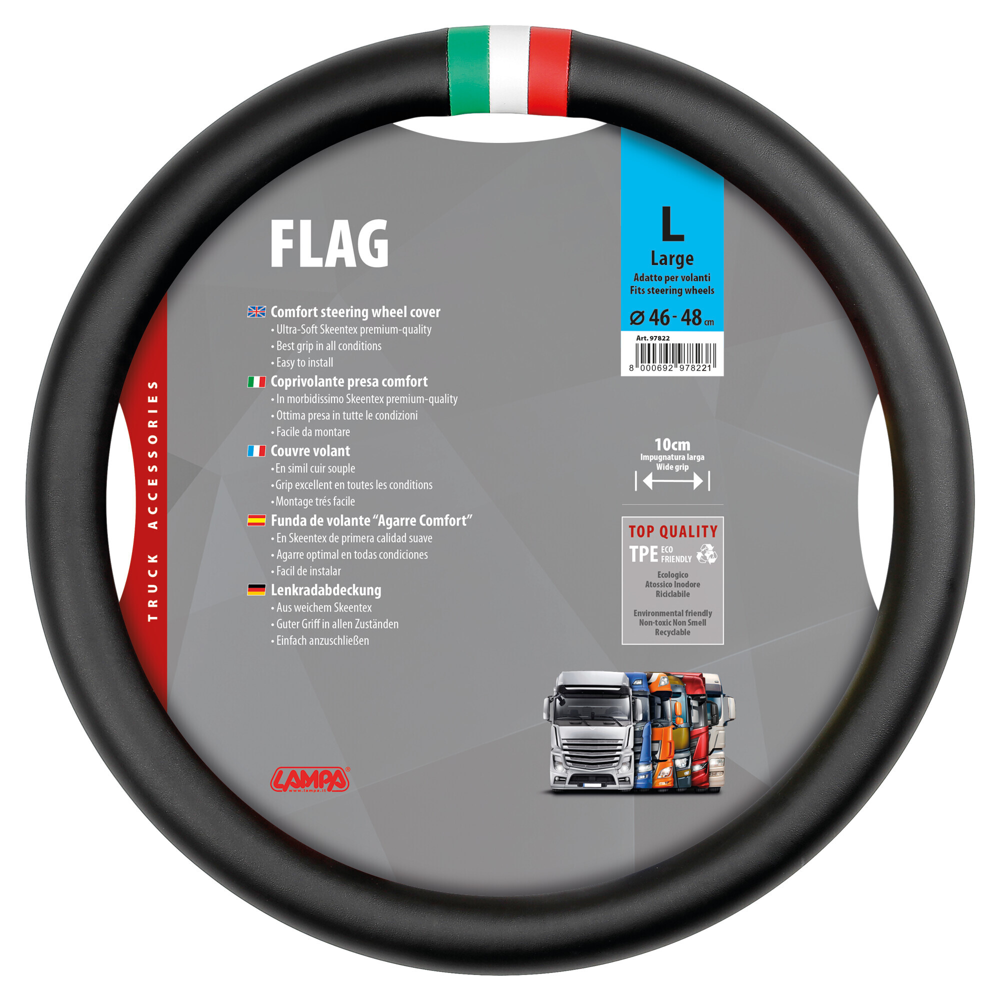 Flag Italia, coprivolante in Skeentex - L - Ø 46/48 cm