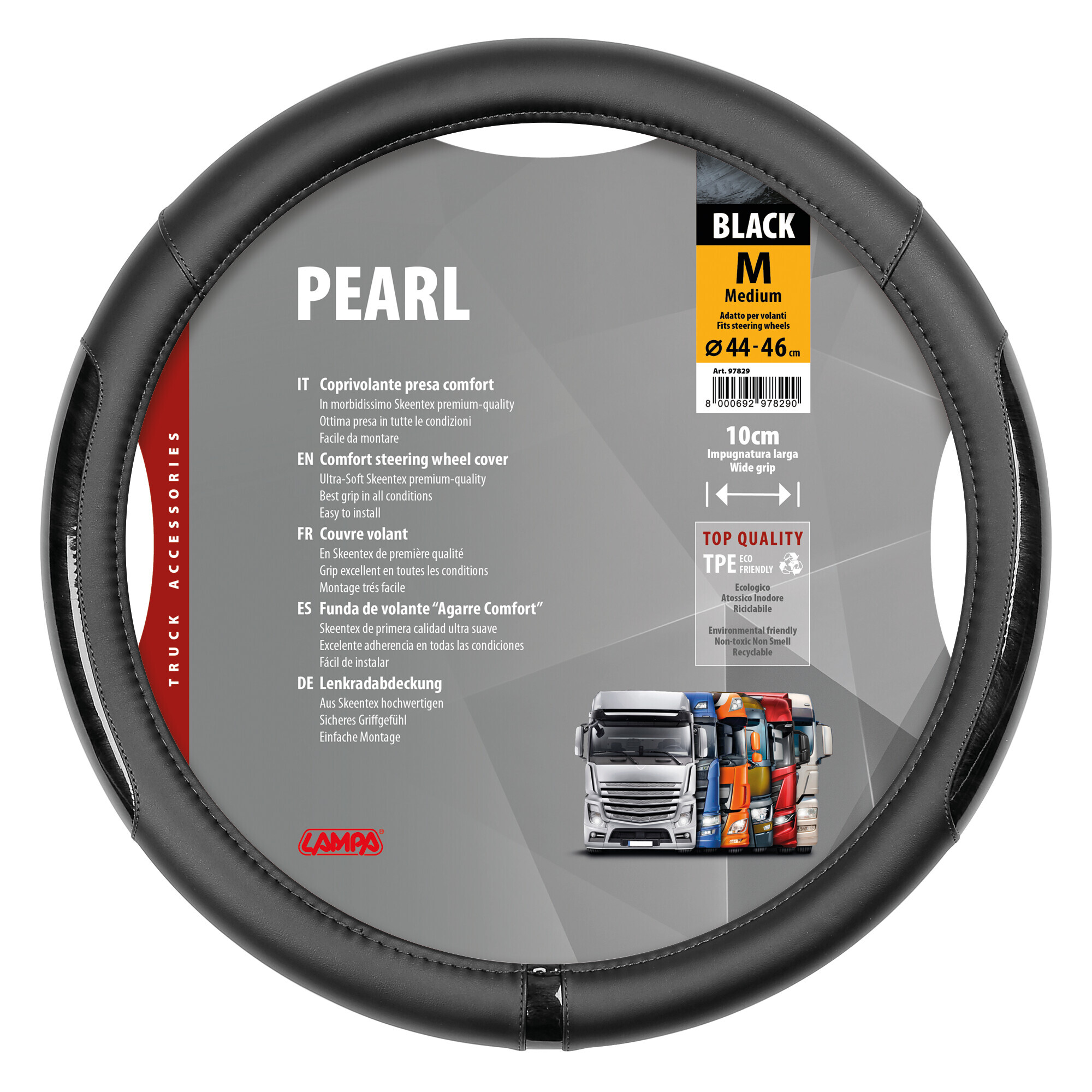 Pearl Black, coprivolante in Skeentex - M - Ø 44/46 cm