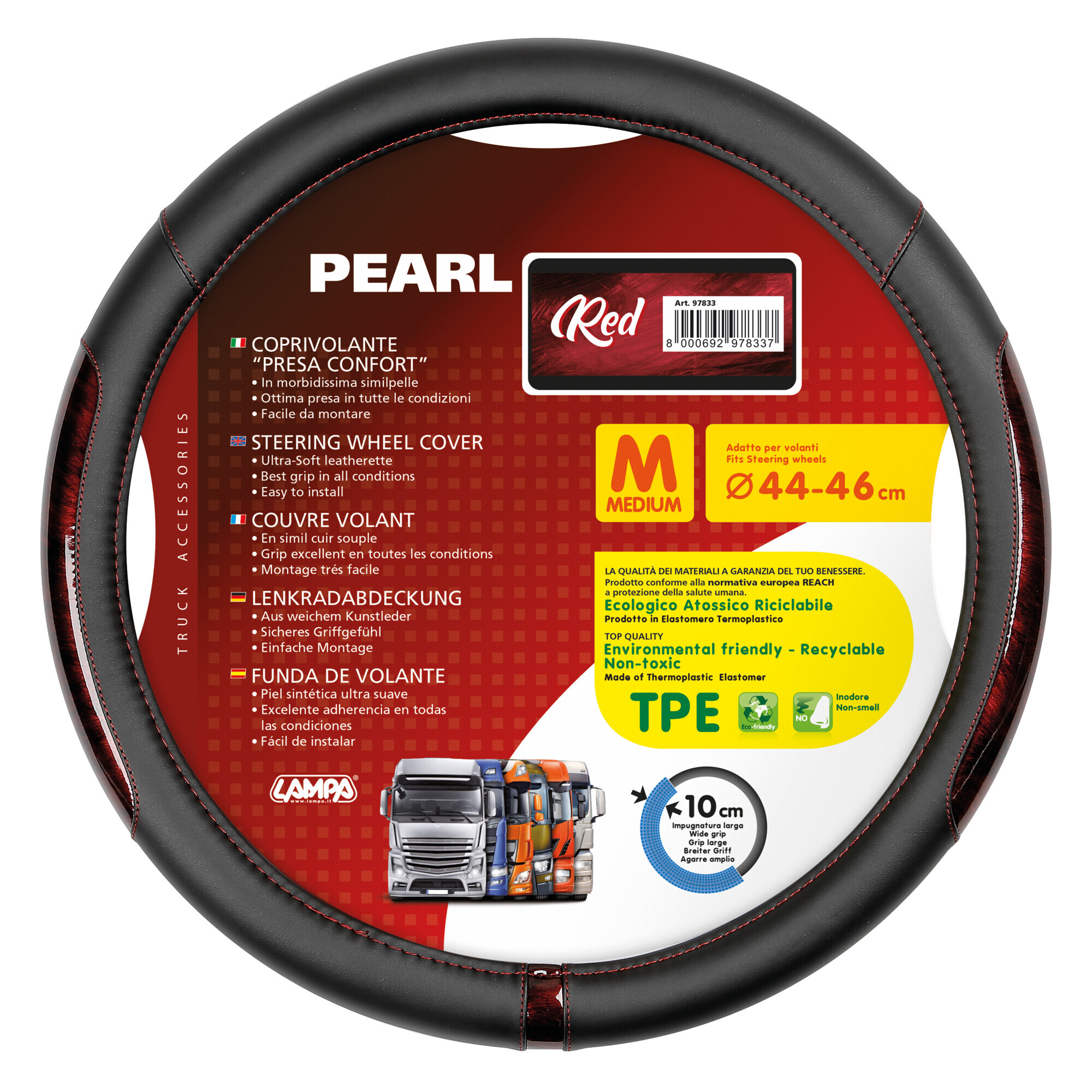 Pearl Red, coprivolante in Skeentex - M - Ø 44/46 cm