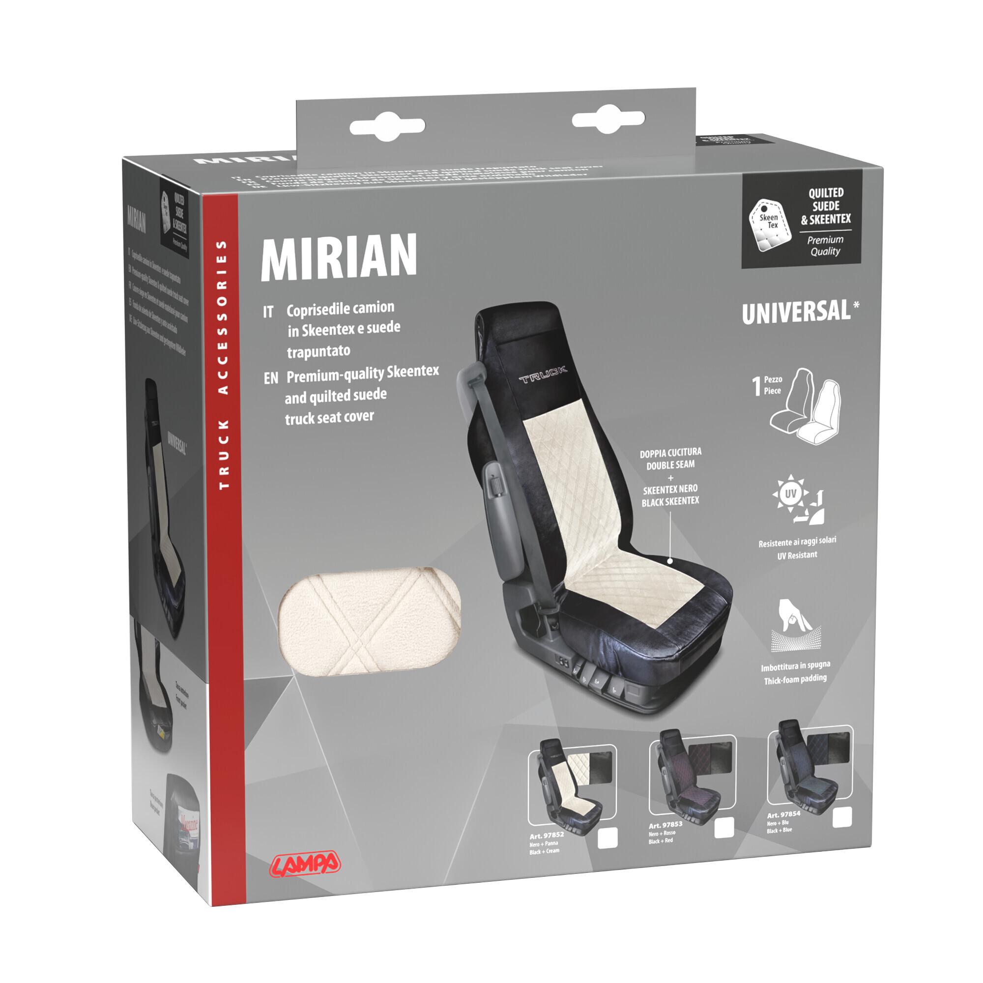 Mirian, coprisedile in Skeentex e suede trapuntato - Nero/Panna - immagine 5