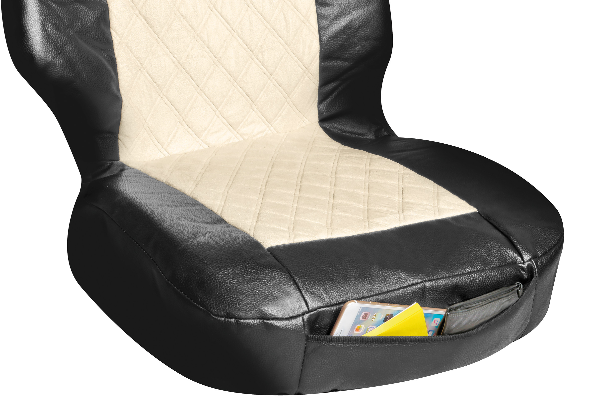 Mirian, coprisedile in Skeentex e suede trapuntato - Nero/Panna - immagine 4