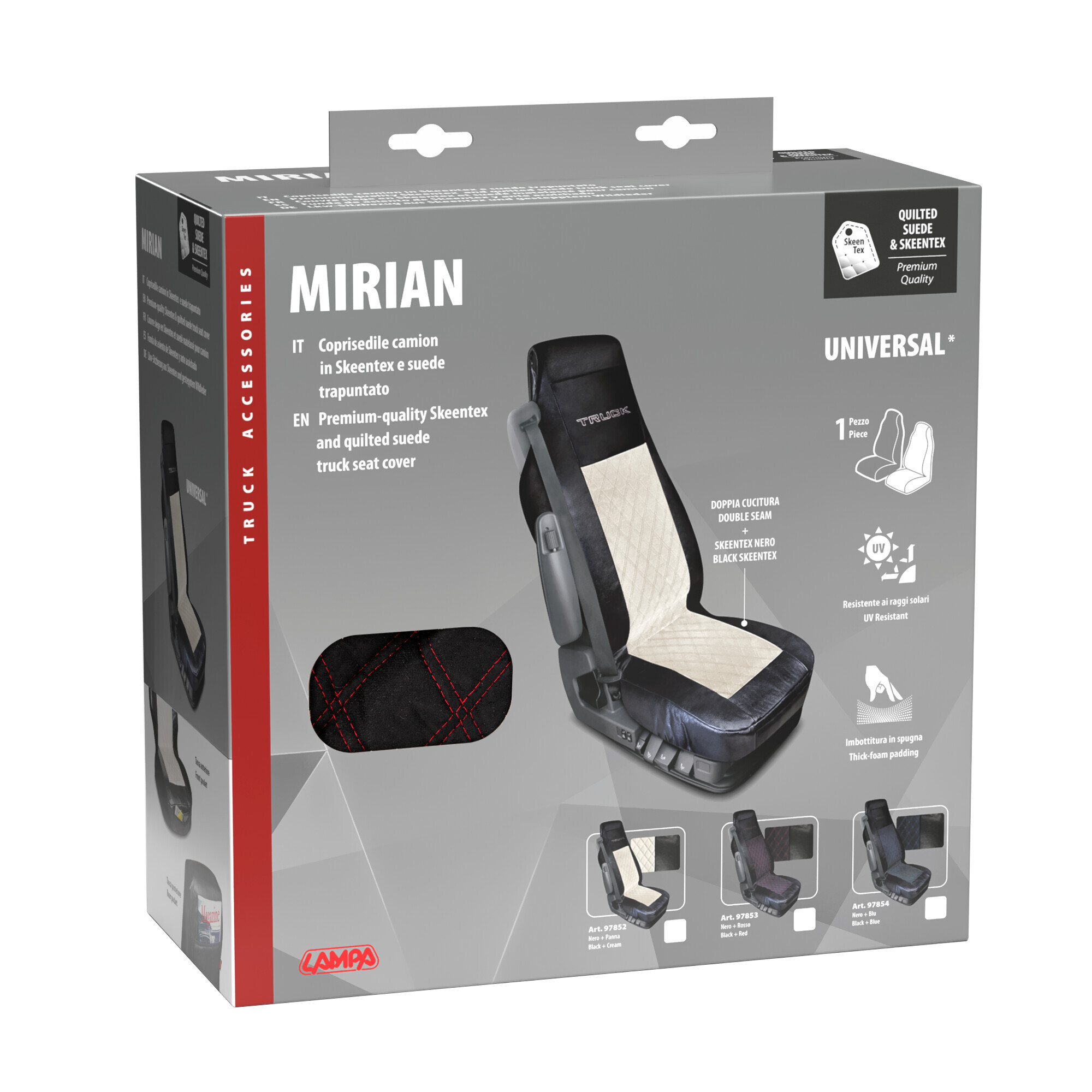 Mirian, coprisedile in Skeentex e suede trapuntato - Nero/Rosso - immagine 3