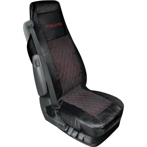 Mirian, coprisedile in Skeentex e suede trapuntato - Nero/Rosso