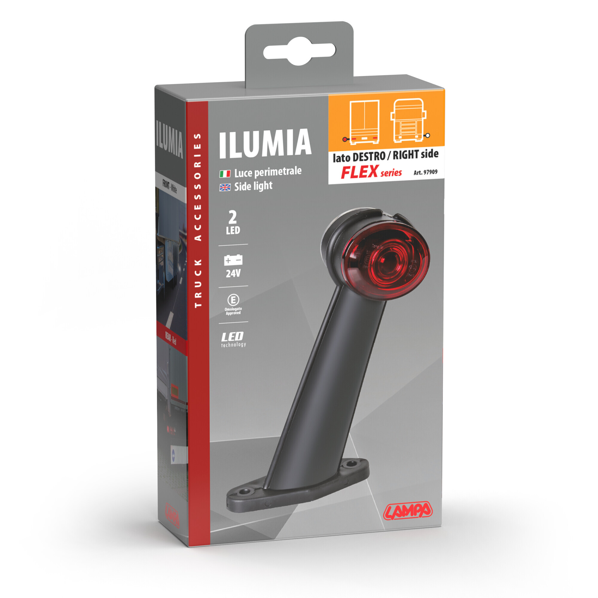 Ilumia, luce ingombro - 2 Led - 24V - 60° - Flex - Destra - immagine 3