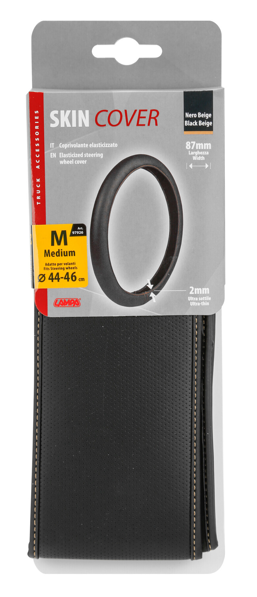 Skin-Cover, coprivolante elasticizzato in Skeentex - Nero/Beige - M - Ø 44/46 cm - immagine 3