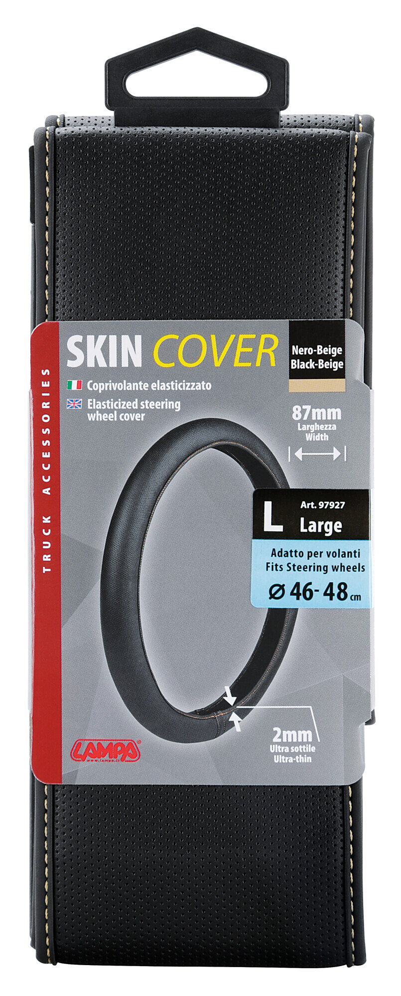 Skin-Cover, coprivolante elasticizzato in Skeentex - Nero/Beige - L - Ø 46/48 cm - immagine 3