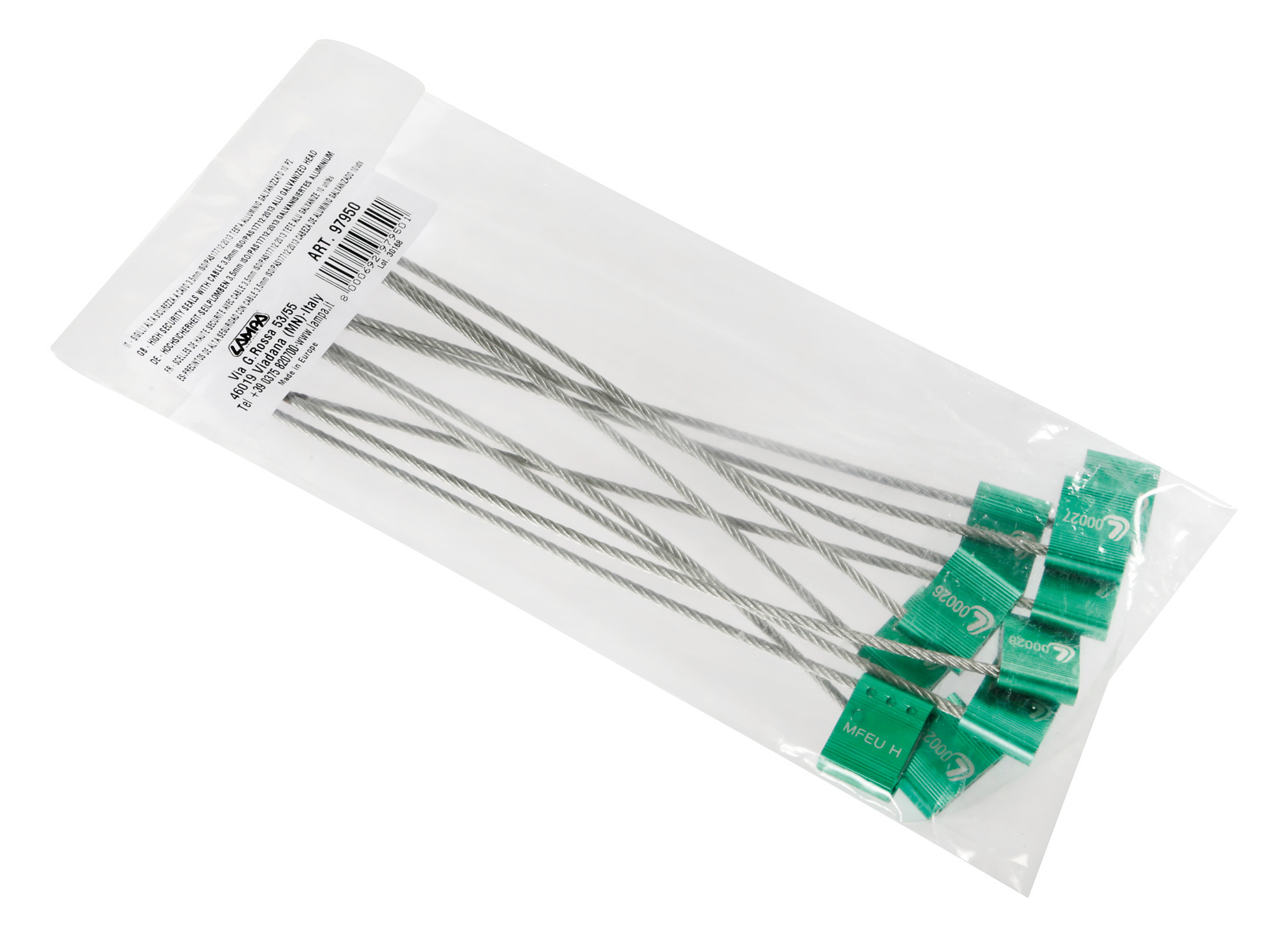 Set 10 Sigilli ad alta sicurezza, testa alluminio galvanizzato, cavo in acciaio - immagine 3