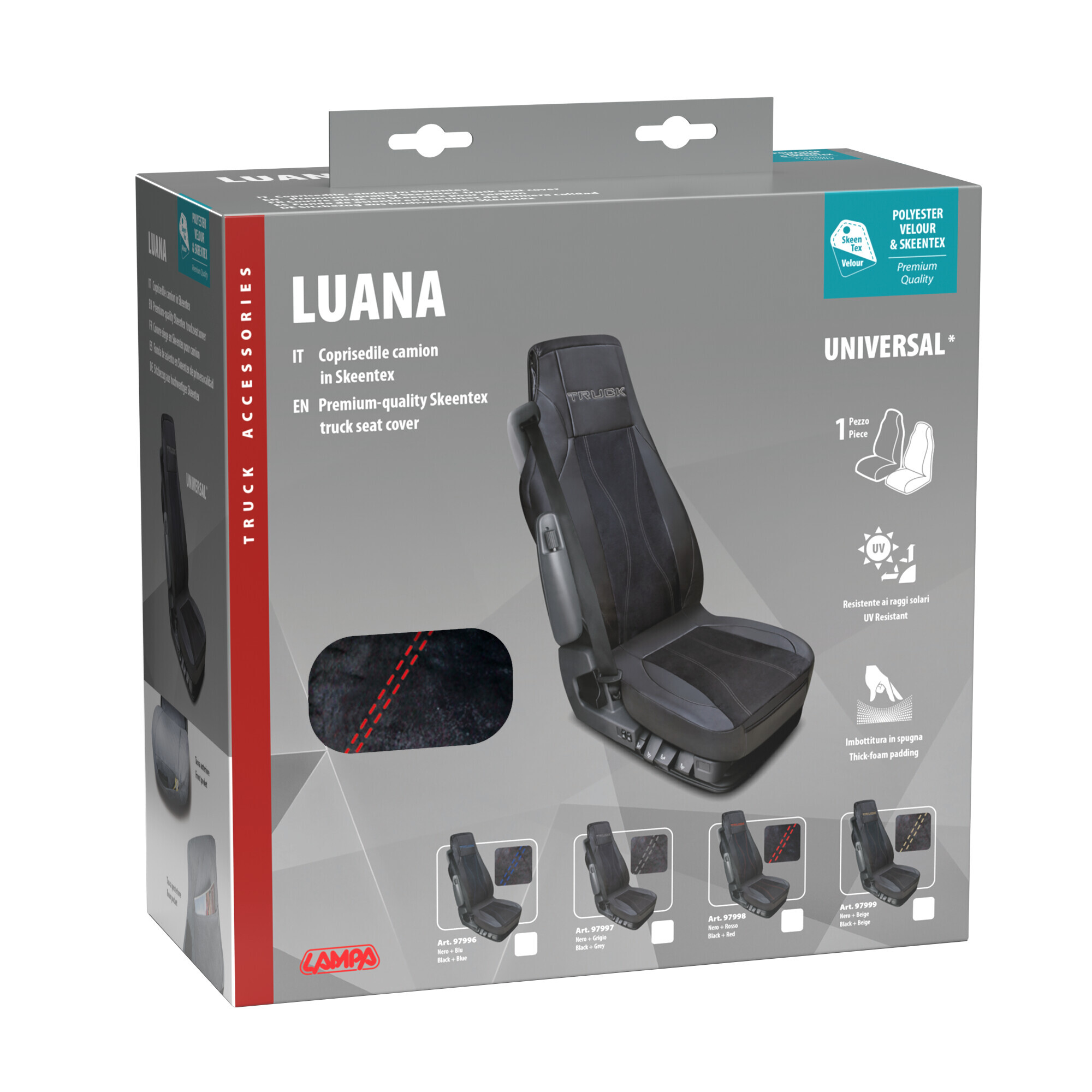 Luana, coprisedile in Skeentex per camion - Nero/Rosso - immagine 2