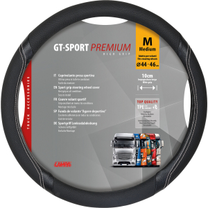 GT-Sport, coprivolante in Skeentex - M - Ø 44/46 cm - Nero/Argento