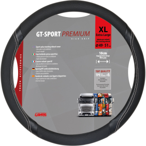 GT-Sport, coprivolante in Skeentex - XL - Ø 49/51 cm - Nero/Argento