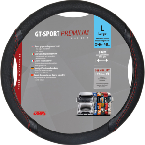 GT-Sport, coprivolante in Skeentex - L - Ø 46/48 cm - Nero/Rosso