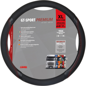 GT-Sport, coprivolante in Skeentex - XL - Ø 49/51 cm - Nero/Rosso