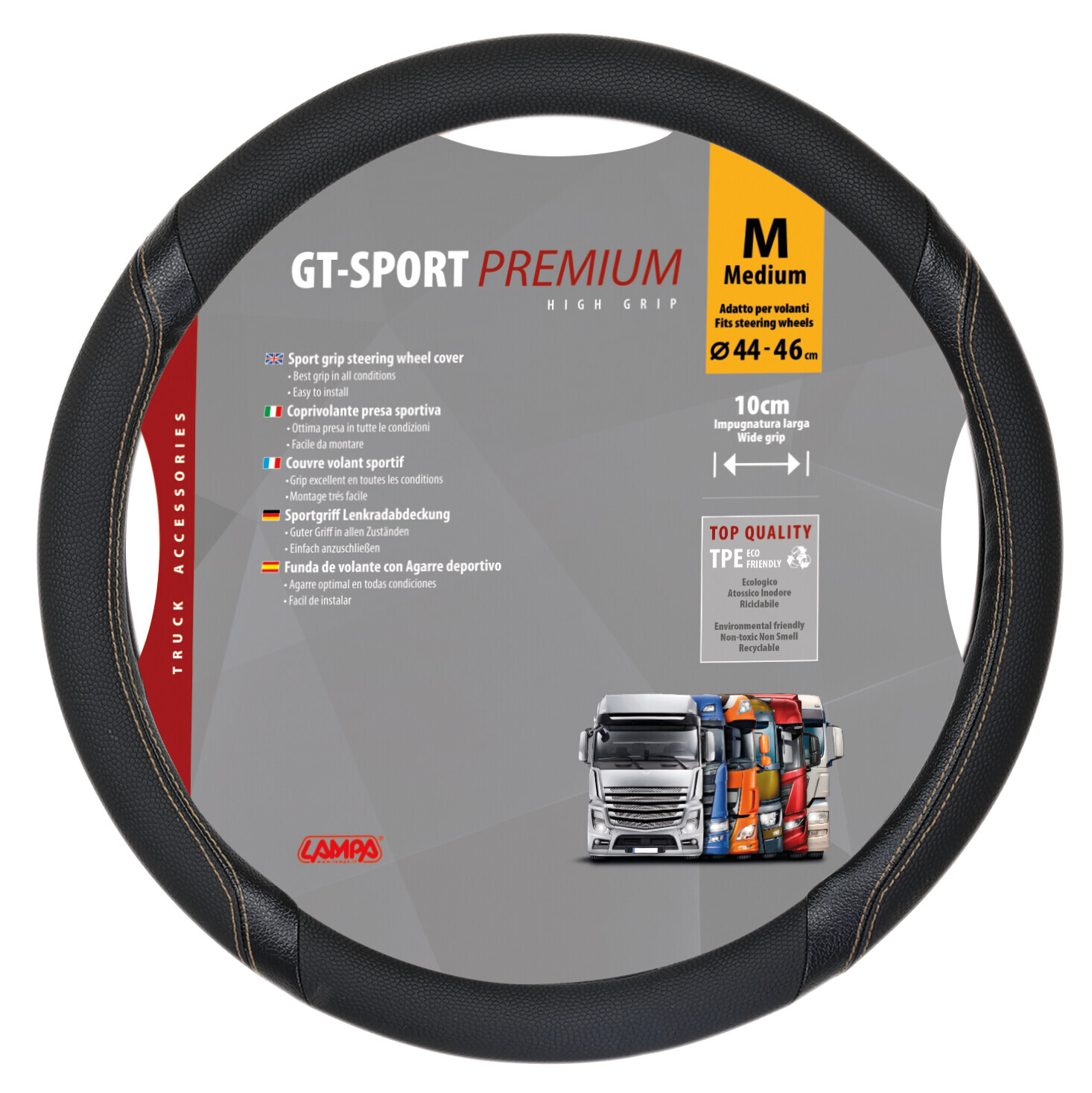 GT-Sport, coprivolante in Skeentex - M - Ø 44/46 cm - Nero/Beige