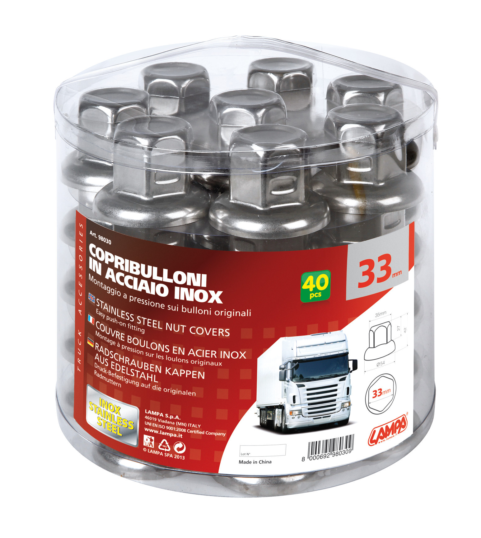 American, Set 40 copribulloni testa piatta in acciaio inox - Ø 33 mm - immagine 3