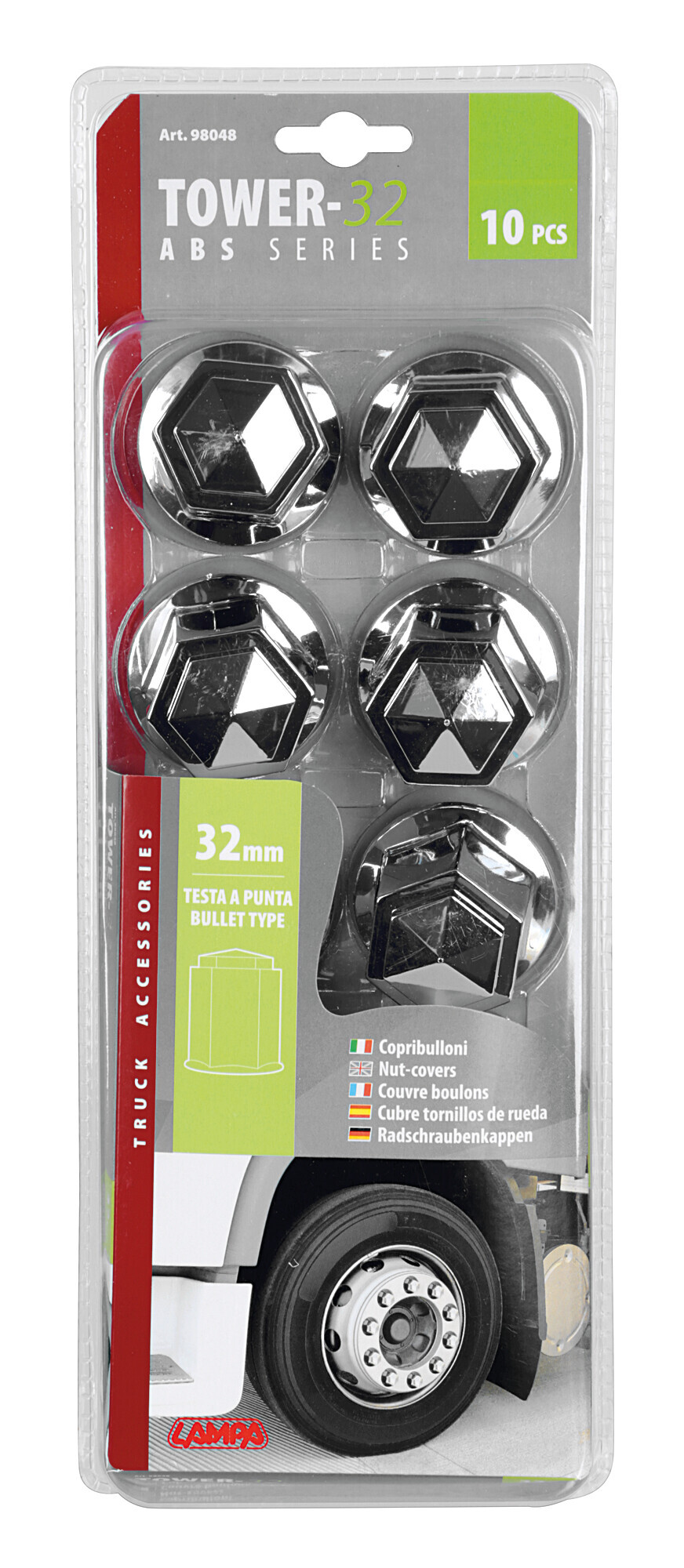 Set 10 copribulloni in ABS - Ø 32 mm - Cromo - immagine 6