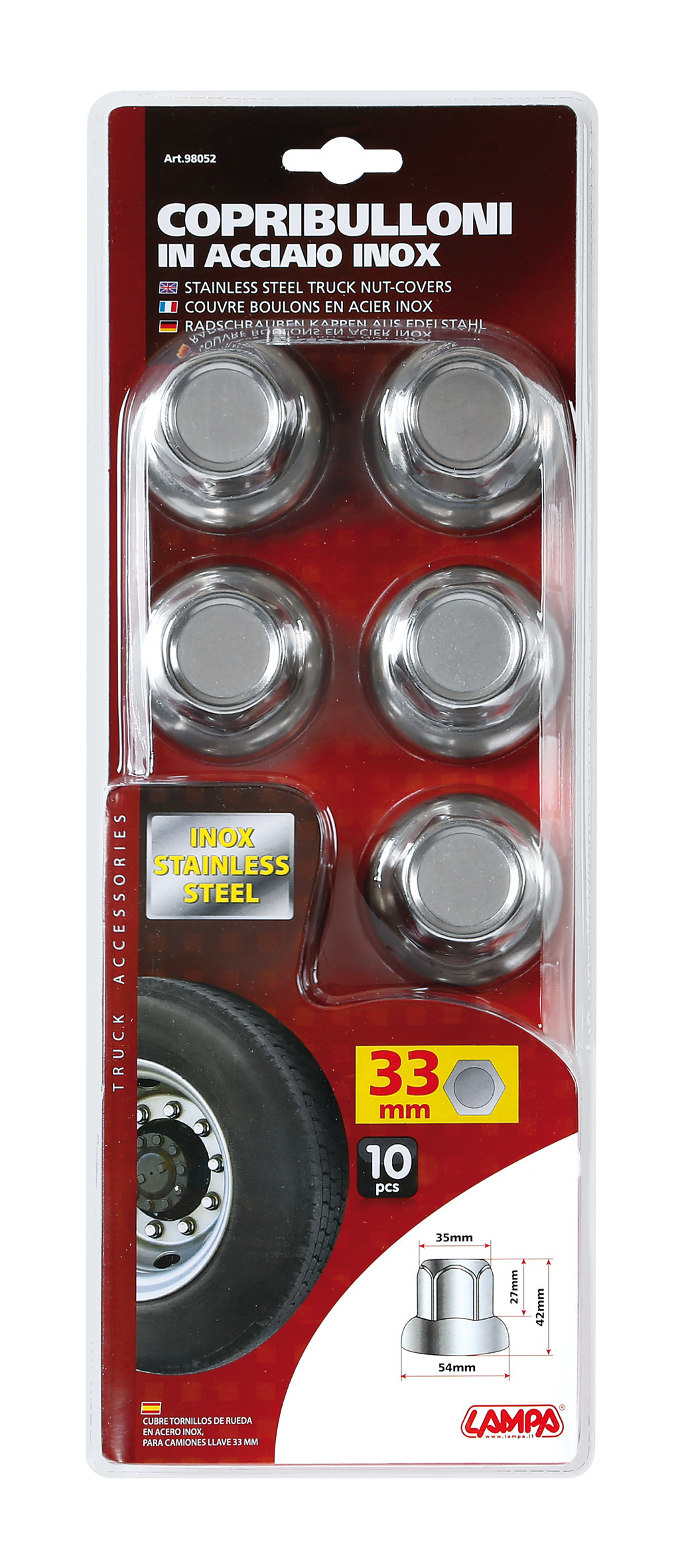 American, Set 10 copribulloni testa piatta in acciaio inox - Ø 33 mm - immagine 3