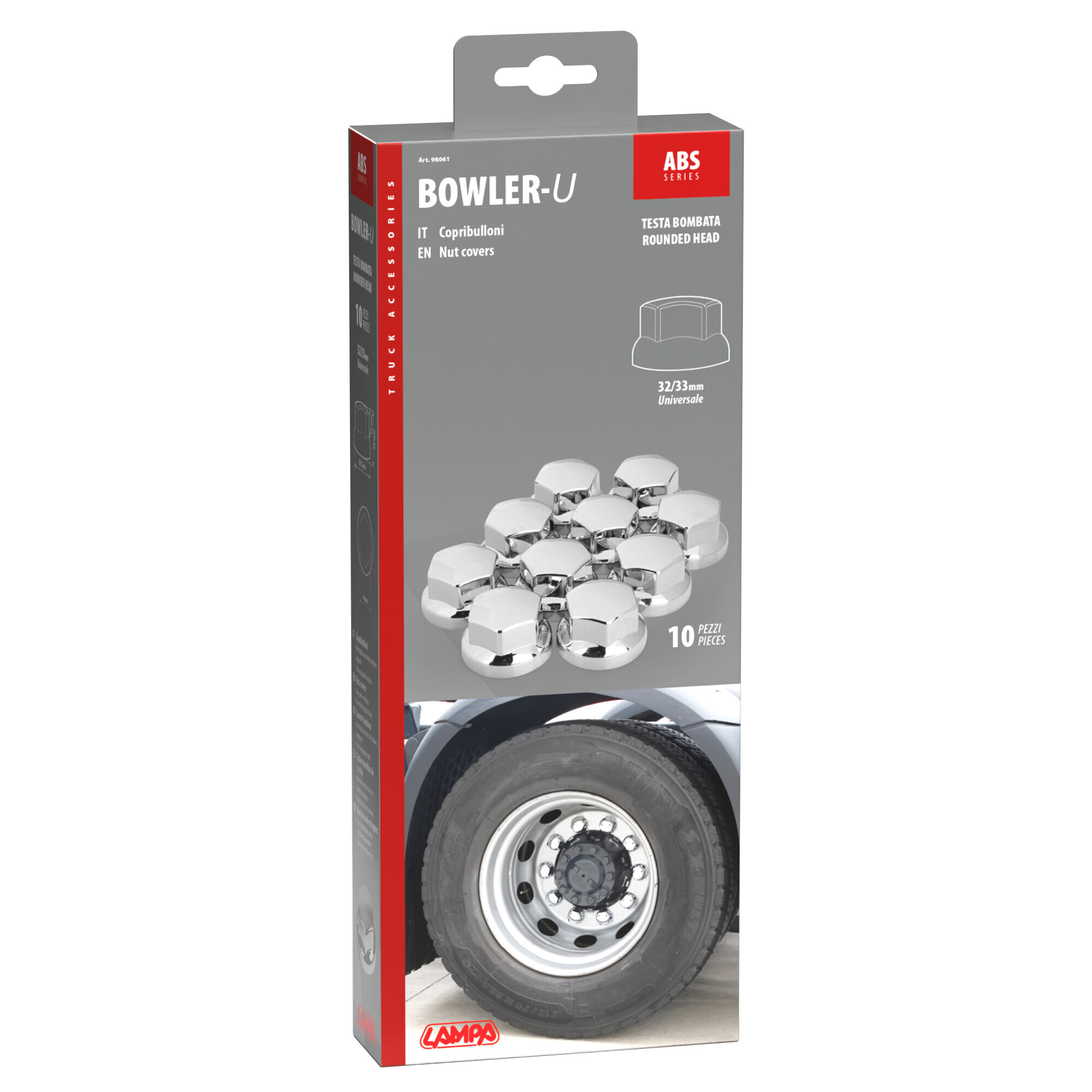 Set 10 copribulloni universali in ABS - Ø 32/33 mm - Cromo - immagine 7