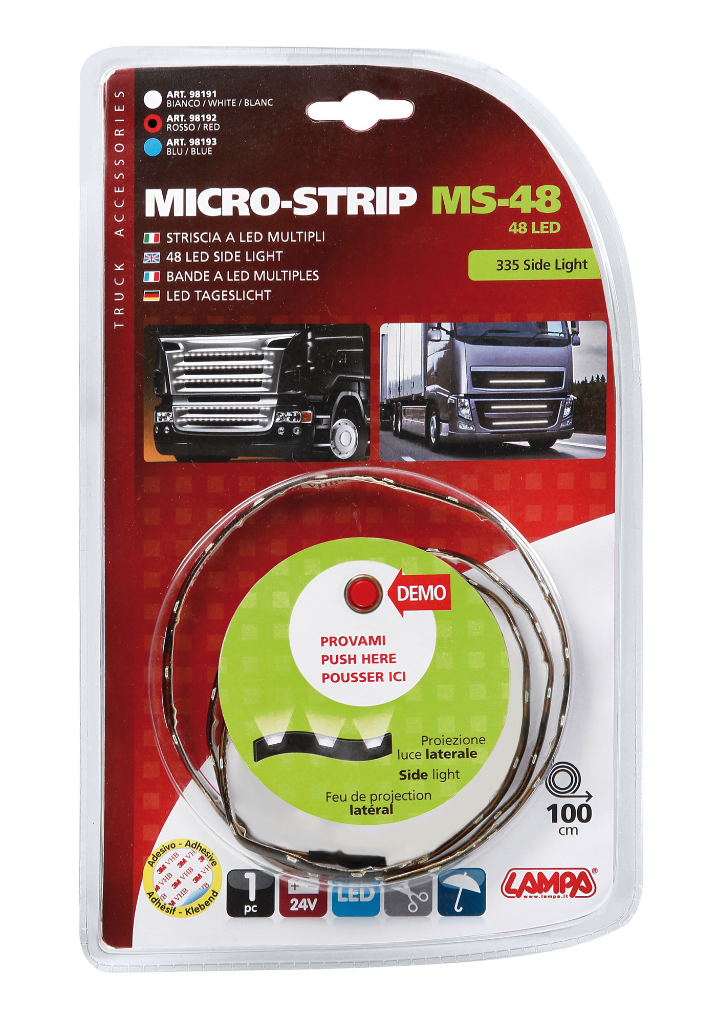Micro-Strip, 24V - 48 Led - 100 cm - Rosso - immagine 2