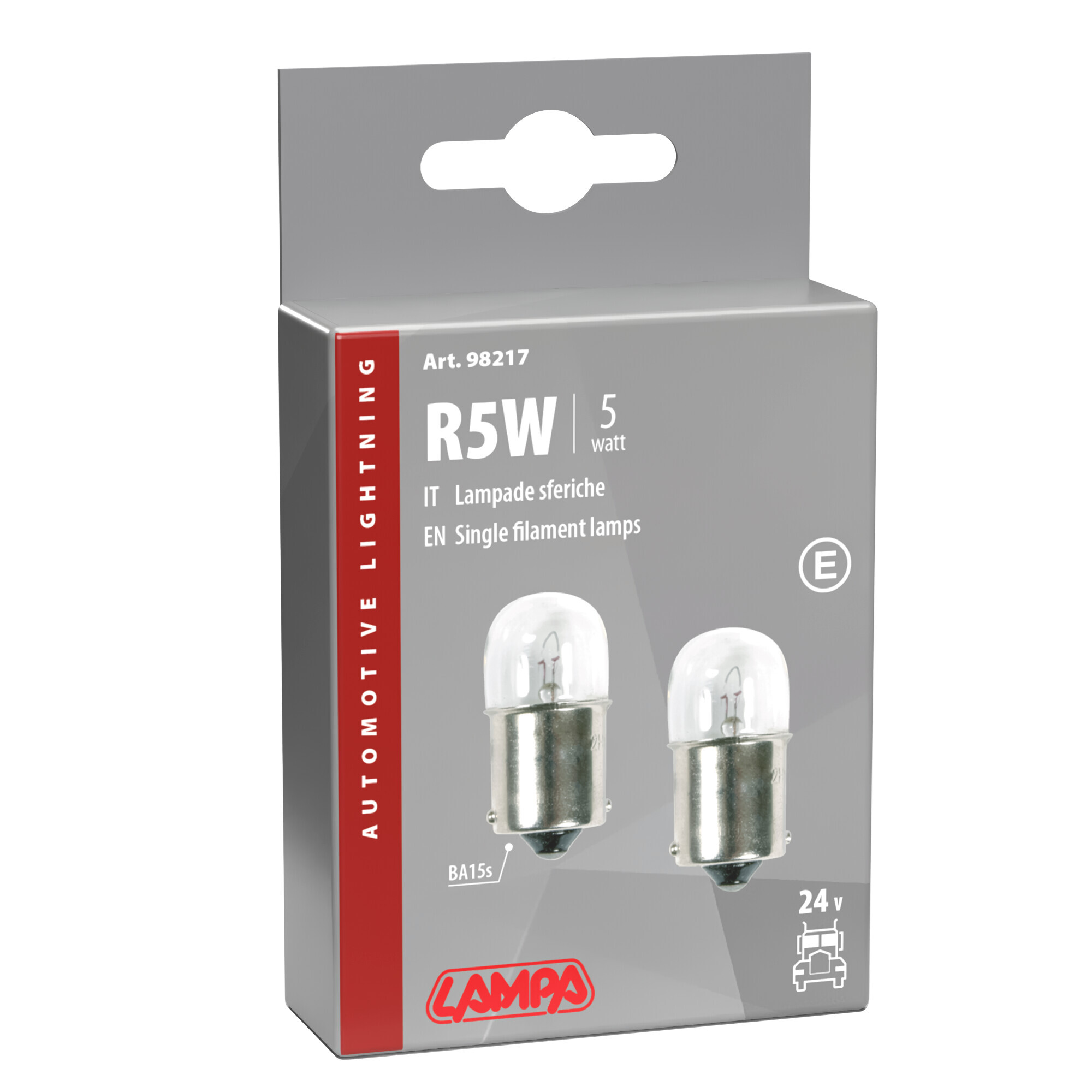 24V Lampada sferica - R5W - 5W - BA15s - 2 pz - Scatola - immagine 4