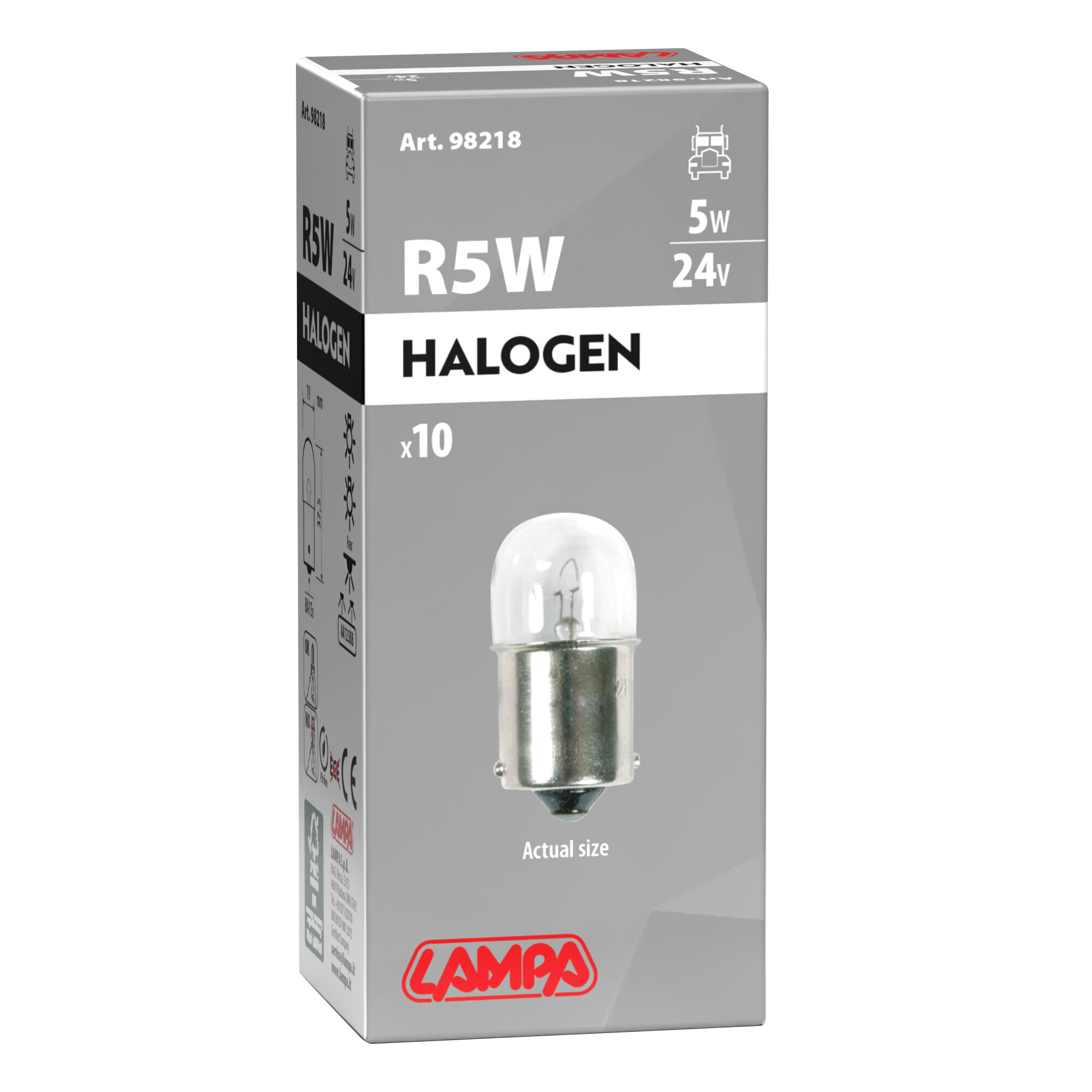24V Lampada sferica - R5W - 5W - BA15s - 10 pz - Scatola - immagine 4