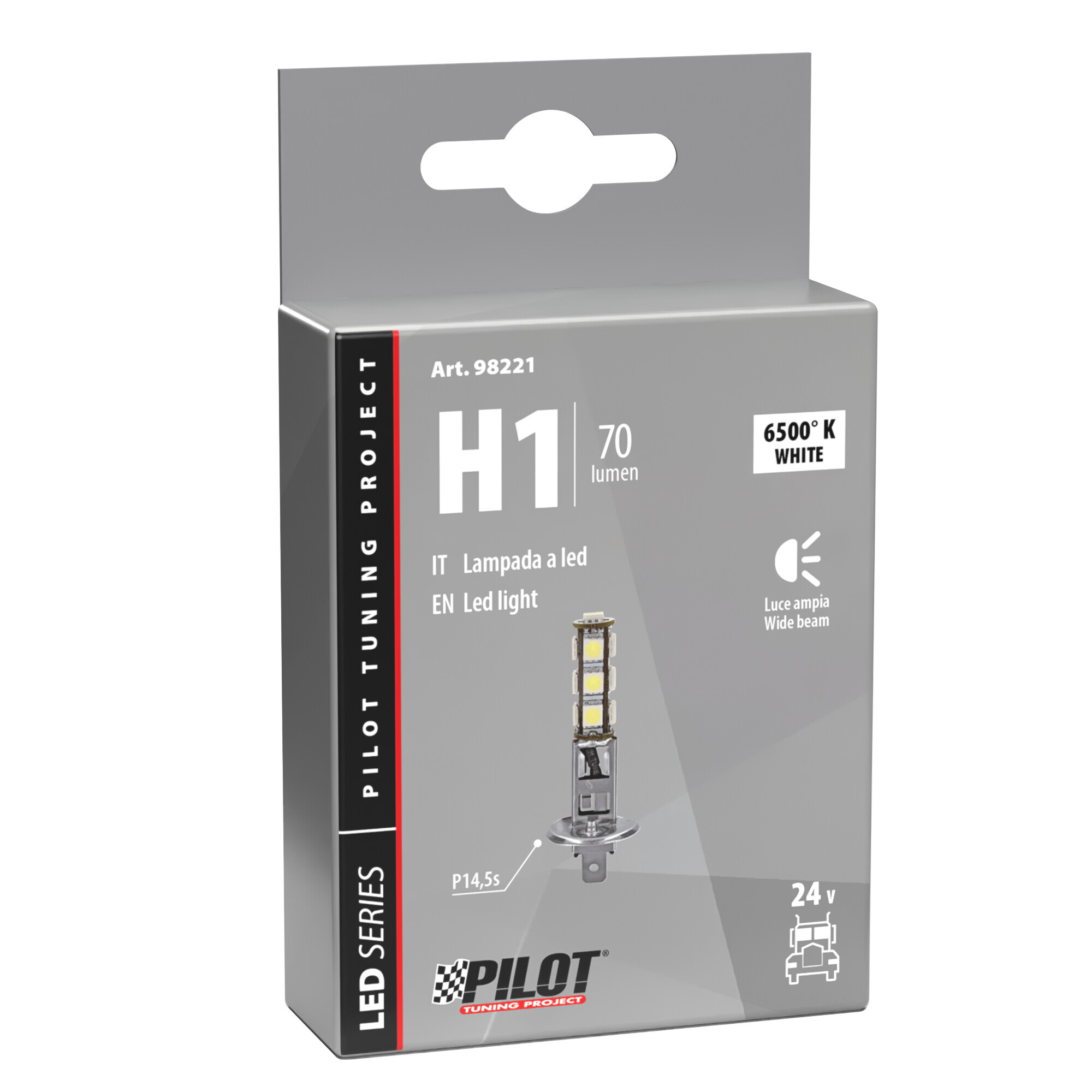 24/28V Hyper-Led 39 - 13 SMD x 3 chips - (H1) - P14,5s - 1 pz - Scatola - Bianco - immagine 4