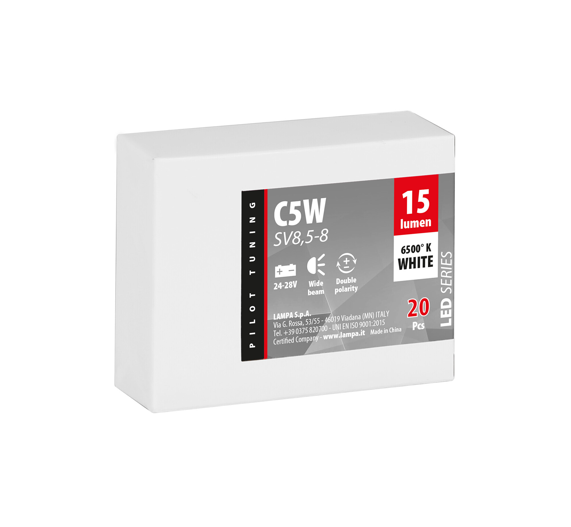 24/28V Led Series - 3 SMD x 3 chips - (C5W) - 10x36 mm - SV8,5-8 - 20 pz - Scatola - Bianco - Doppia polarità - immagine 4