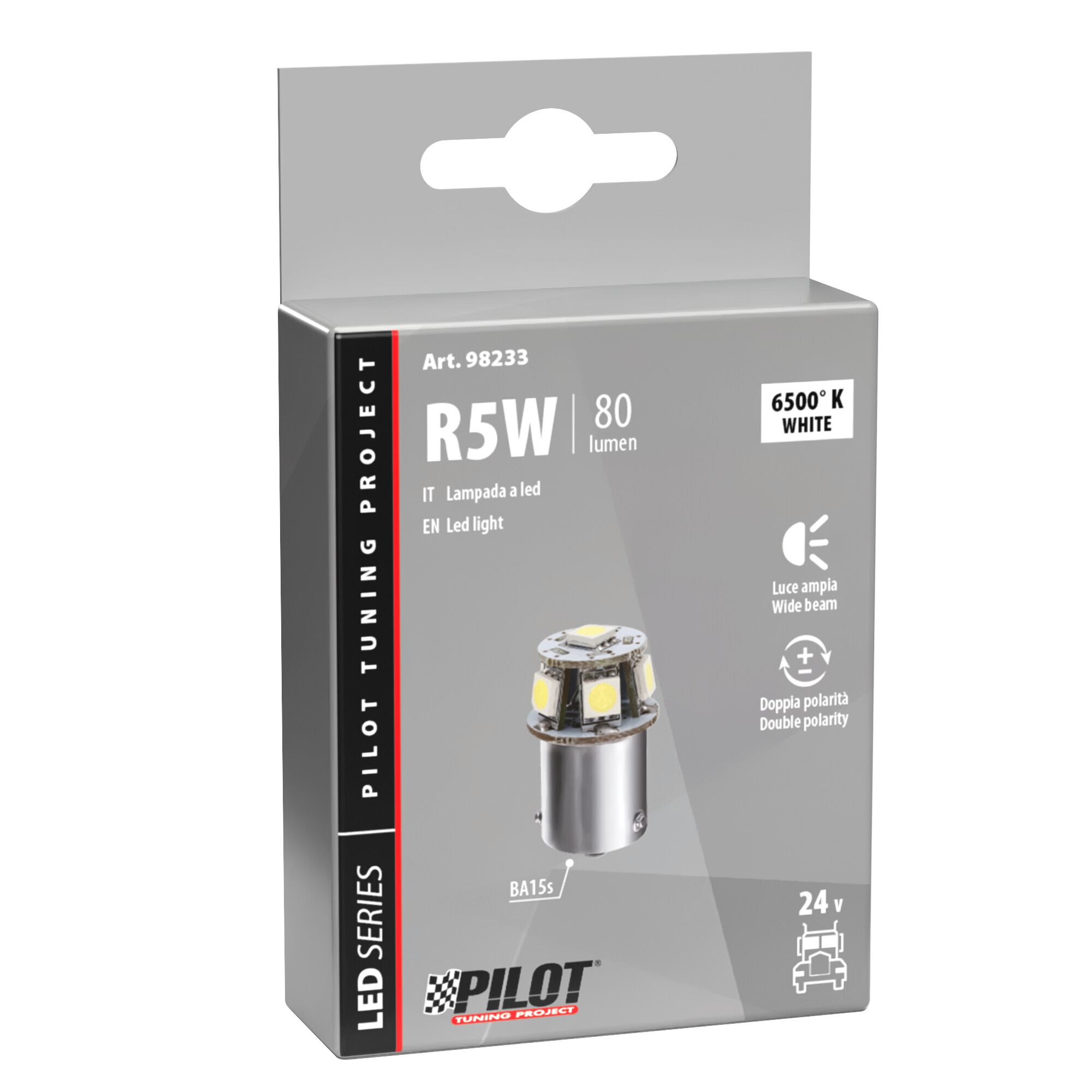 24/28V Led Series - 6 SMD x 3 chips - (R5W-R10W) - BA15s - 1 pz - Scatola - Bianco - Doppia polarità - immagine 4