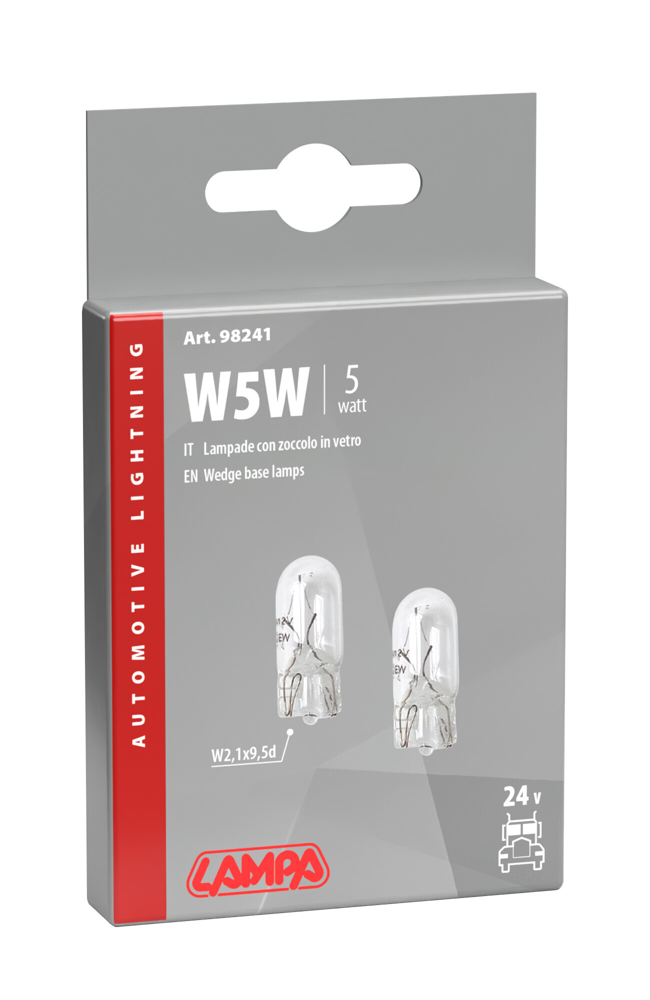 24V Lampada con zoccolo vetro - W5W - 5W - W2,1x9,5d - 2 pz - Scatola - immagine 4