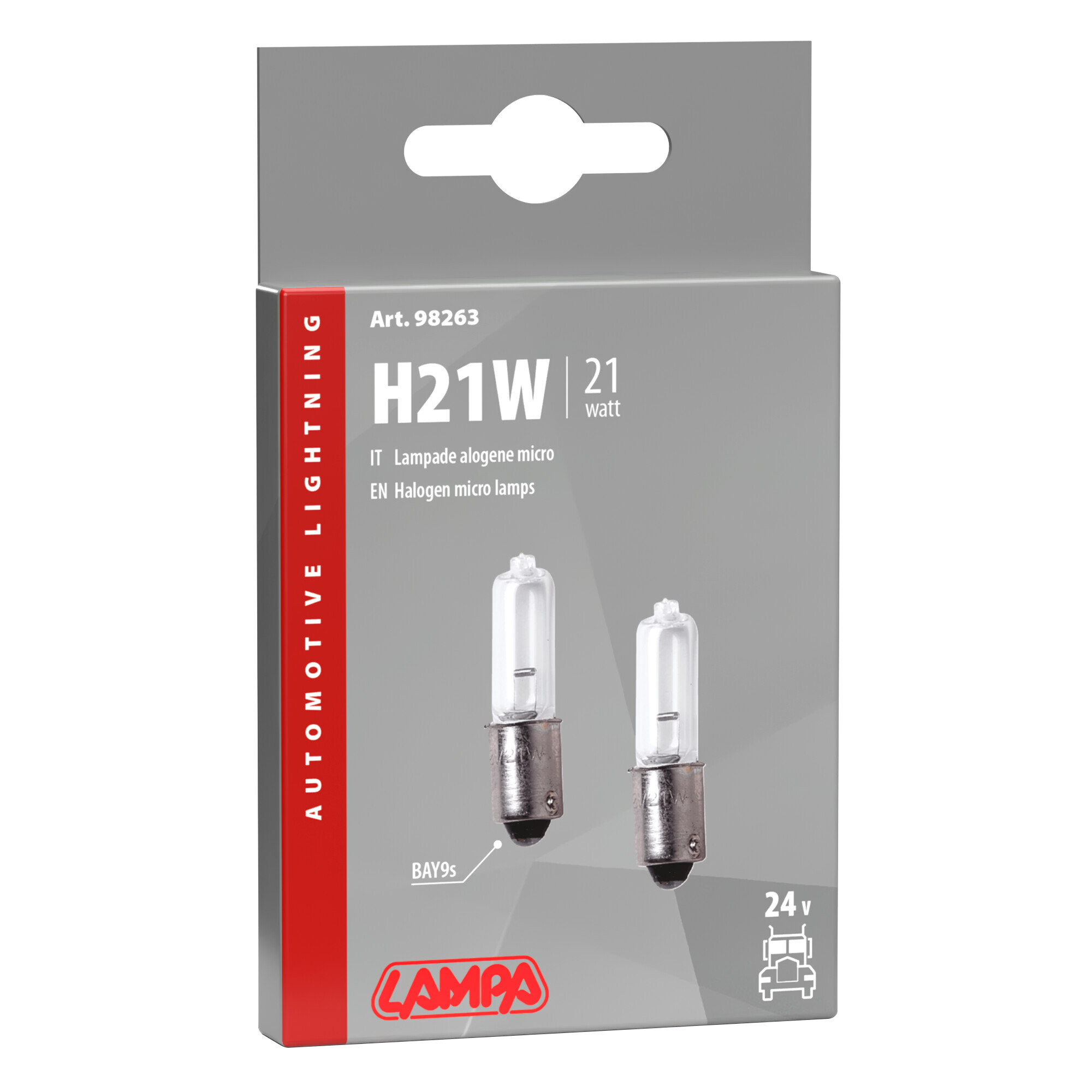 24V Lampada alogena micro - H21W - 21W - BAY9s - 2 pz - Scatola - immagine 4