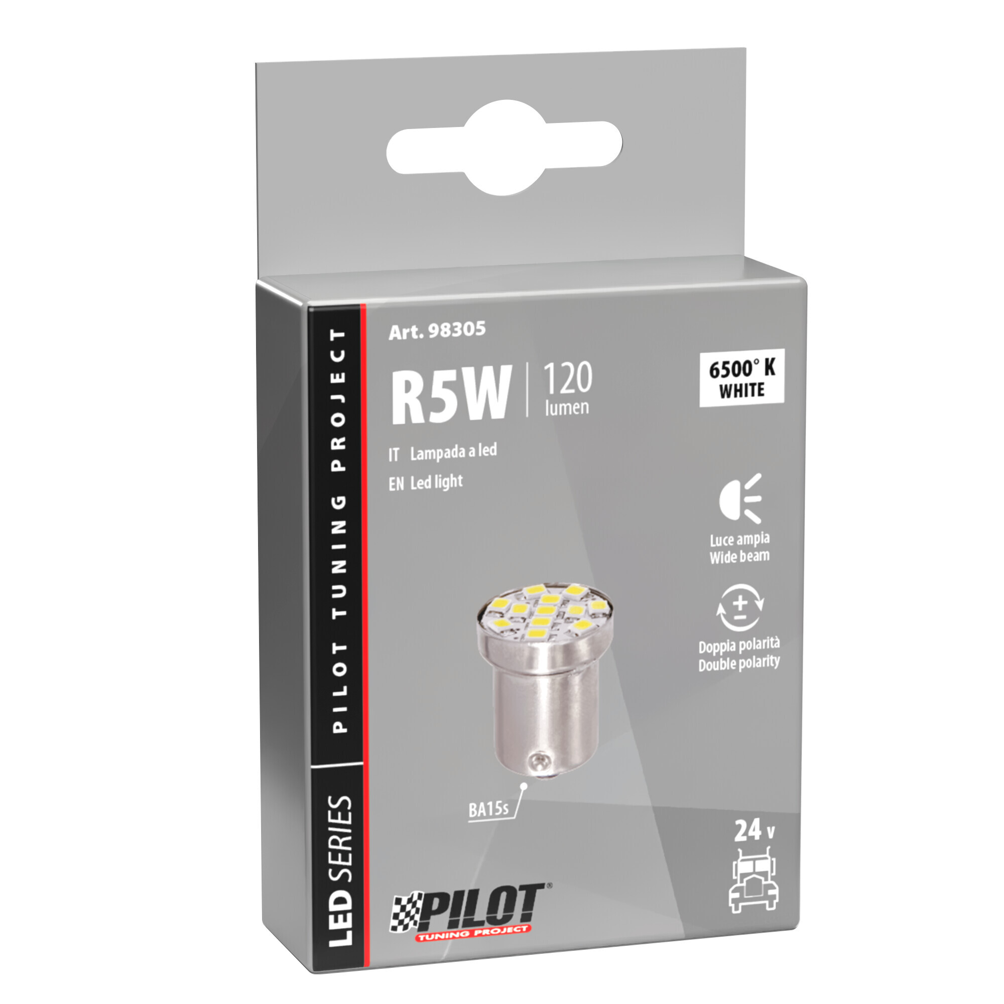 24/28V Led Series - 12 Smd x 1 chip - (R5W-R10W) - BA15s - 1 pz - Scatola - Bianco - Doppia polarità - immagine 4