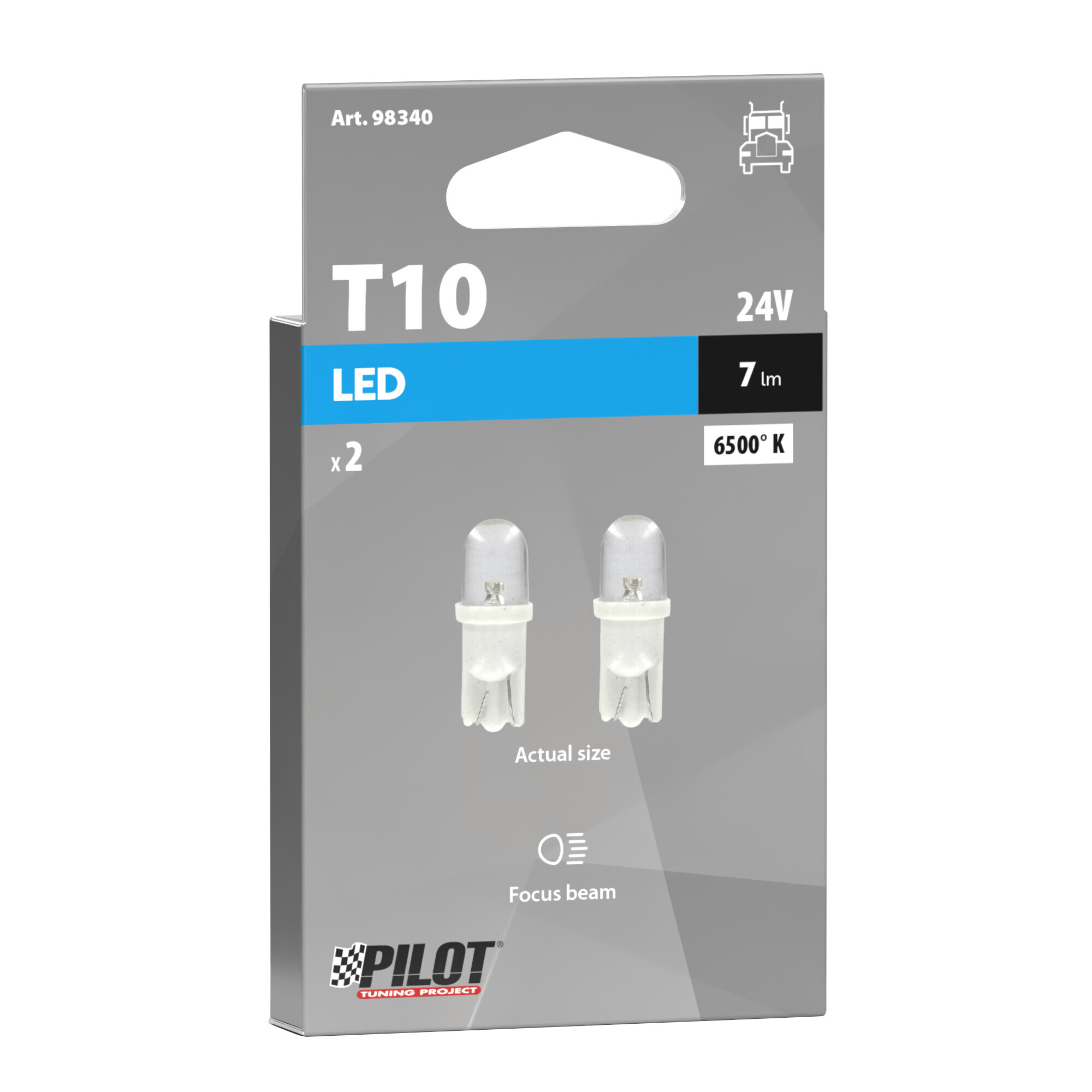 24V Micro lampada 1 Led - (T10) - W2,1x9,5d - 2 pz - Scatola - Bianco - immagine 4