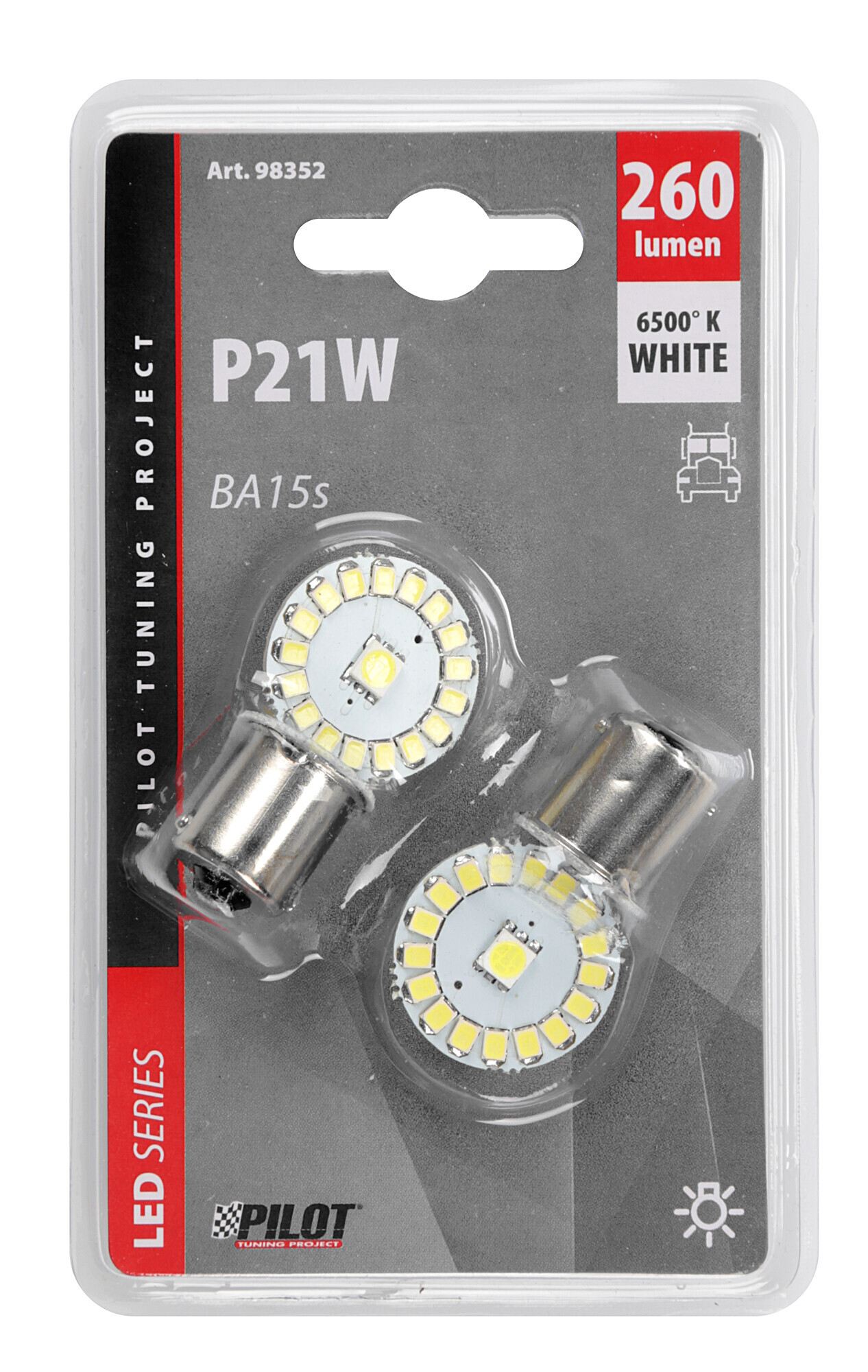 24/28V Led Series - 34 SMD x 3 chips - (P21W) - BA15s - 2 pz - Scatola - Bianco - immagine 6