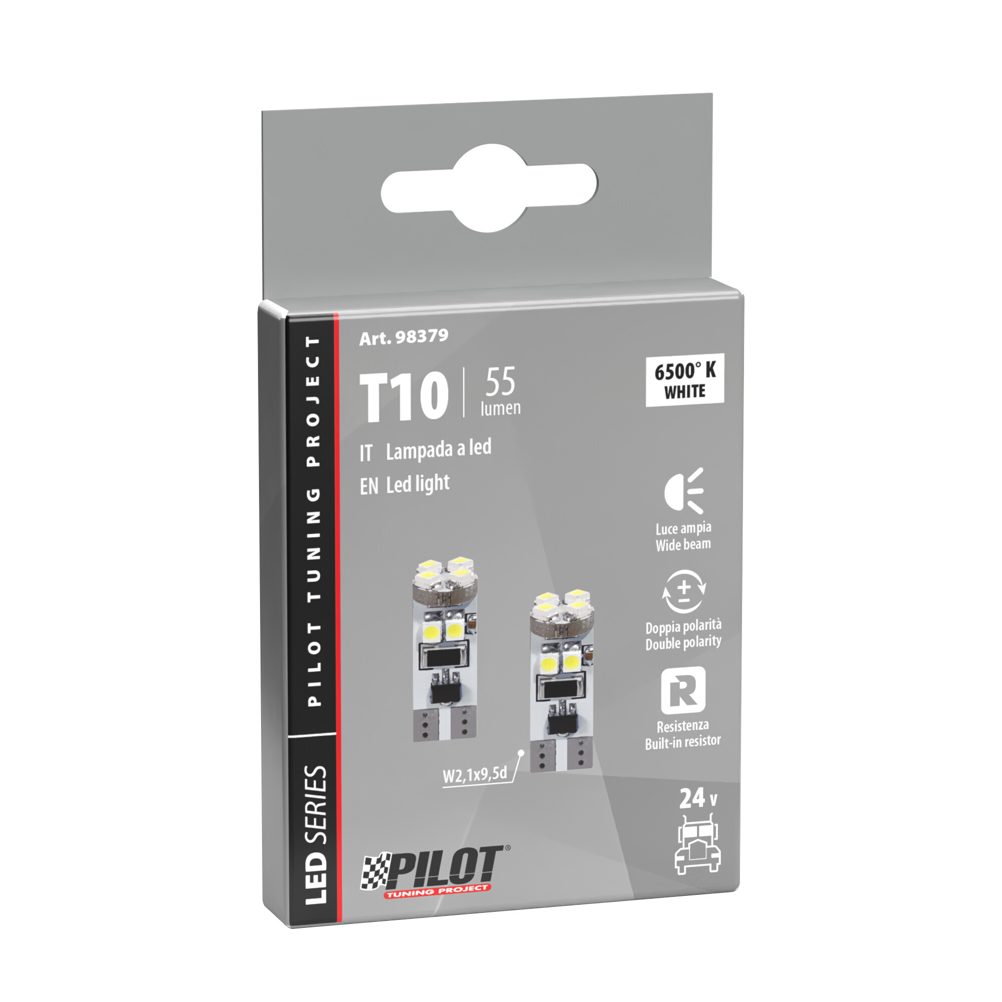 24V Hyper-Led 24 - 8 SMD x 3 chips - (T10) - Trifocus - W2,1x9,5d - 2 pz - Scatola - Bianco - Doppia polarità - Resistenza incorporata - immagine 4