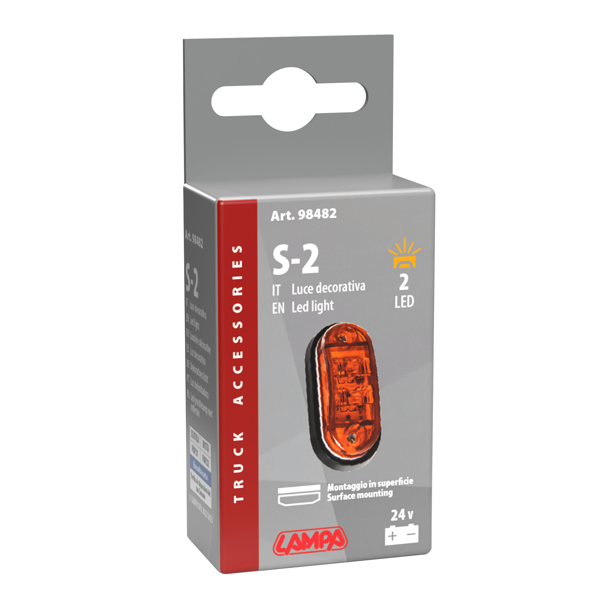 Luce decorativa - 2 Led - 24V - Arancio - immagine 5