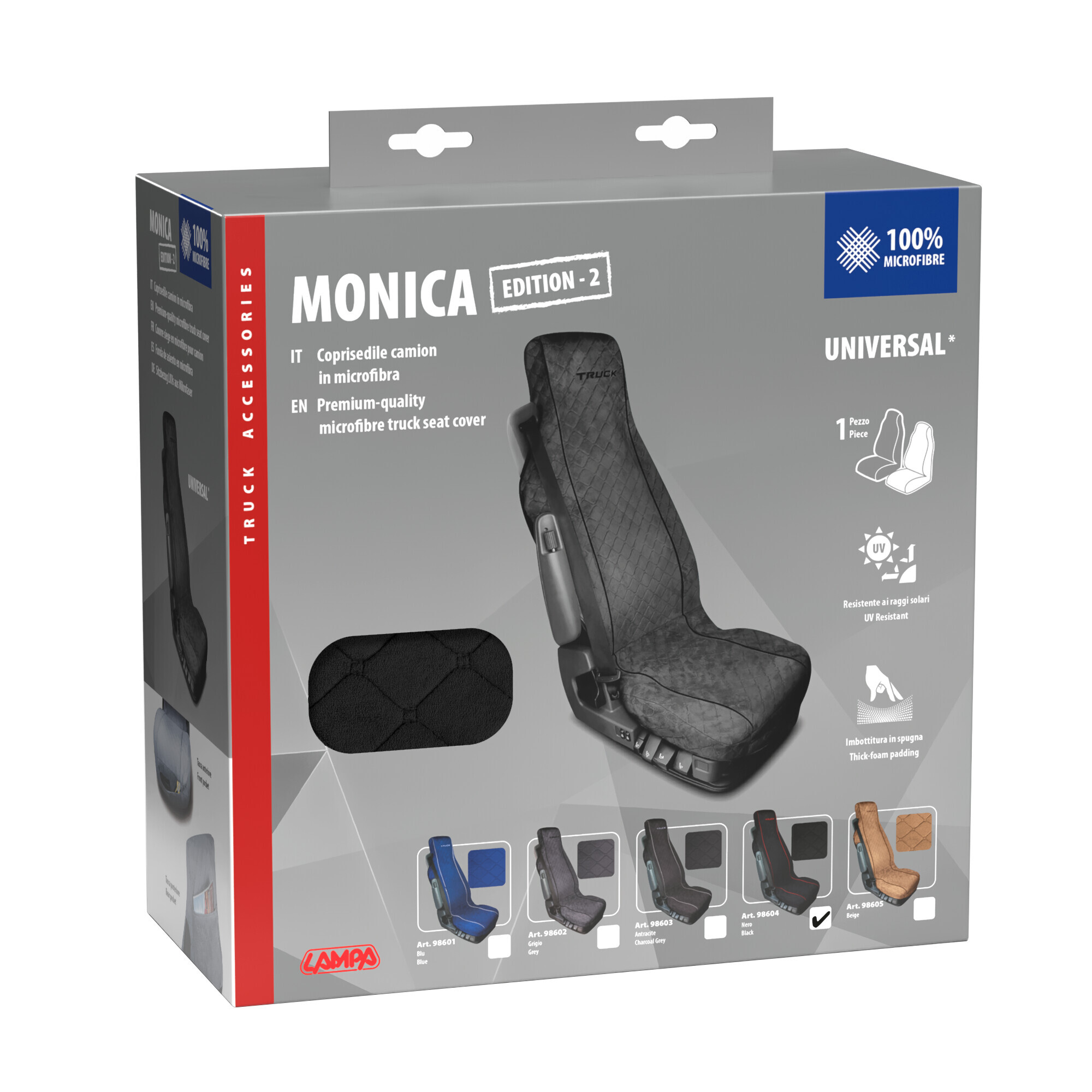 Monica, coprisedile in microfibra per camion - Nero - immagine 3