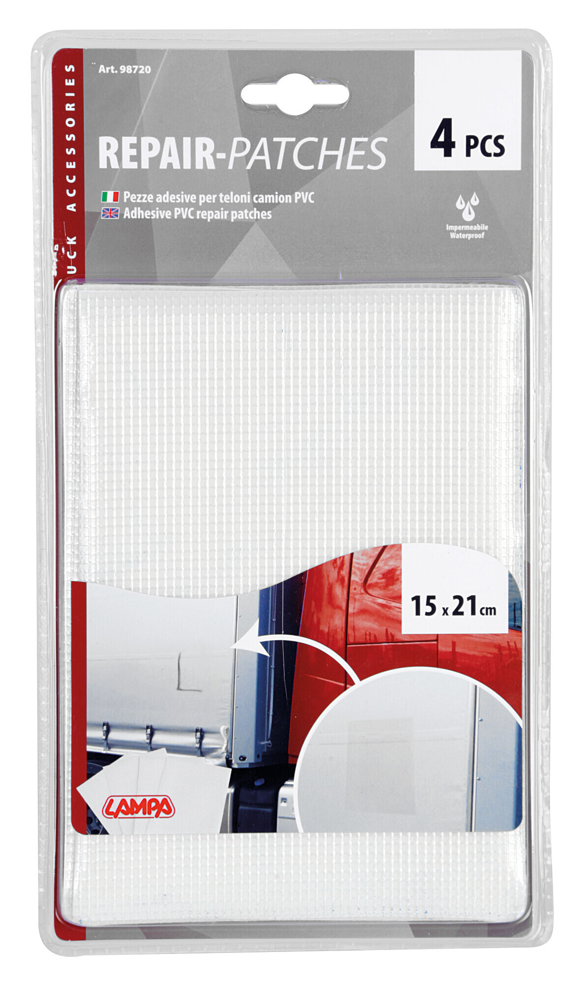 Set 4 pezze adesive per teloni camion - Trasparente - immagine 4