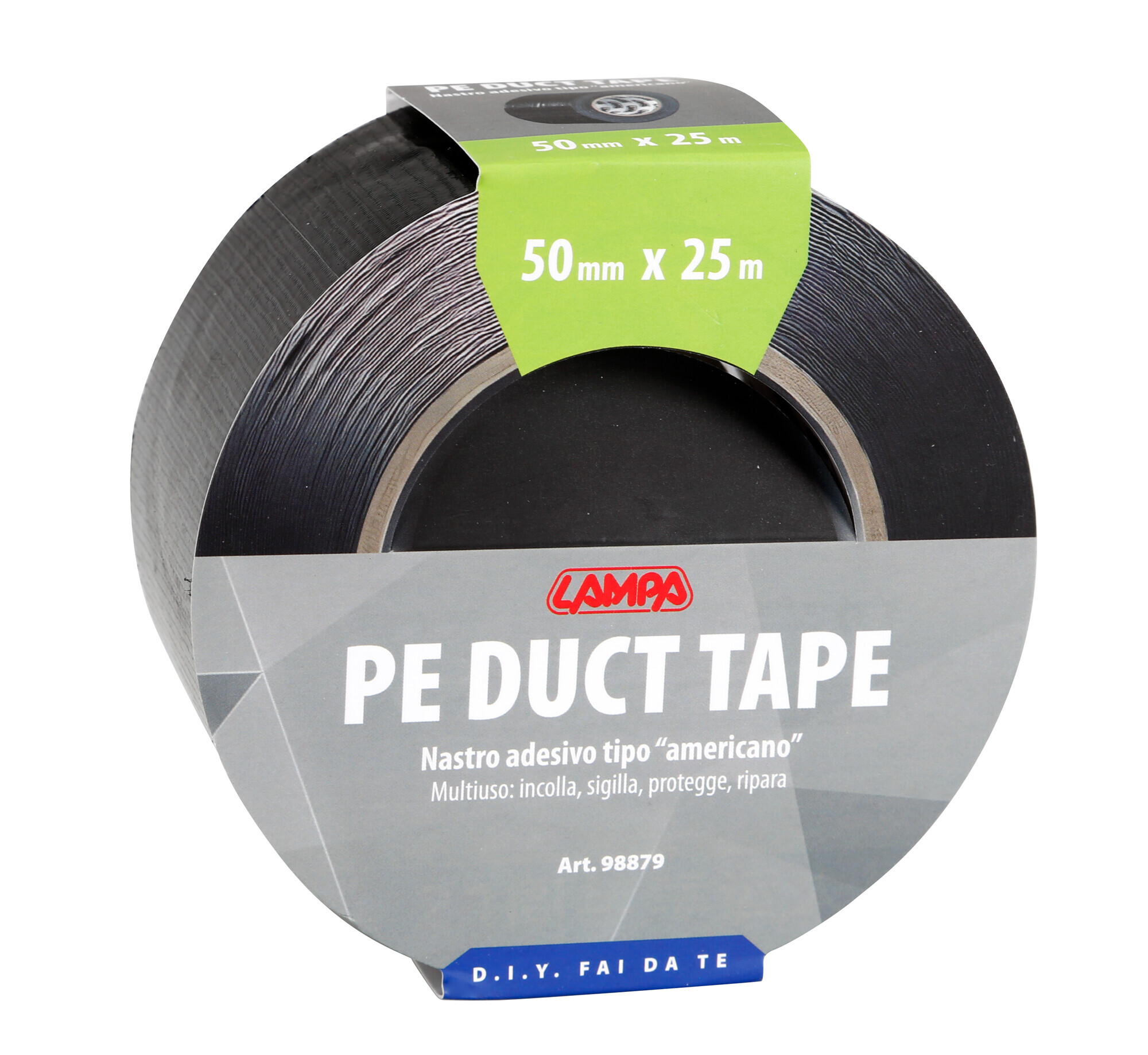 Nastro adesivo tipo americano - 50 mm x 25 m - Nero - immagine 3