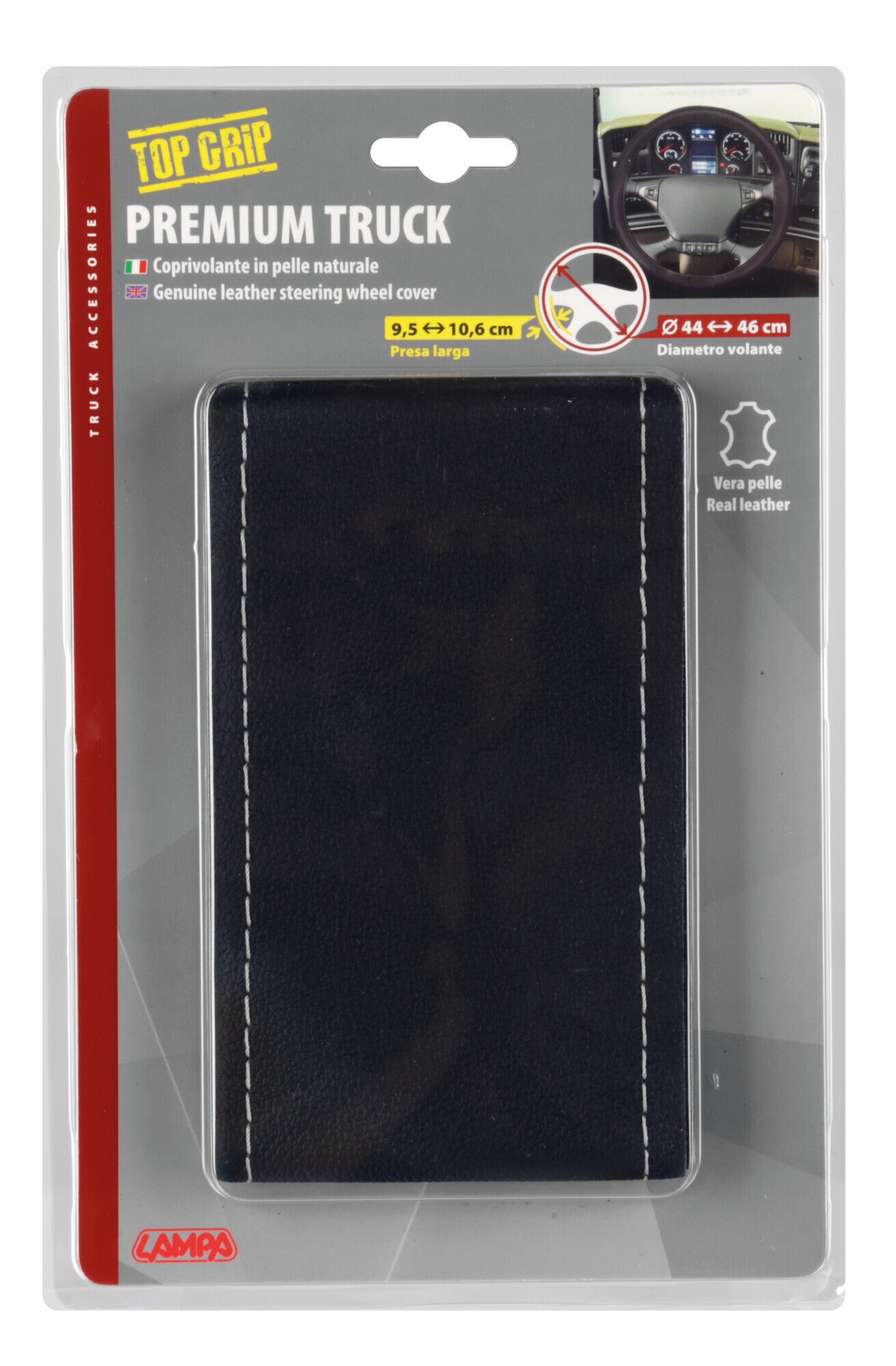 Premium Truck, coprivolante in pelle - M - Ø 44/46 cm - Nero/Argento - immagine 3