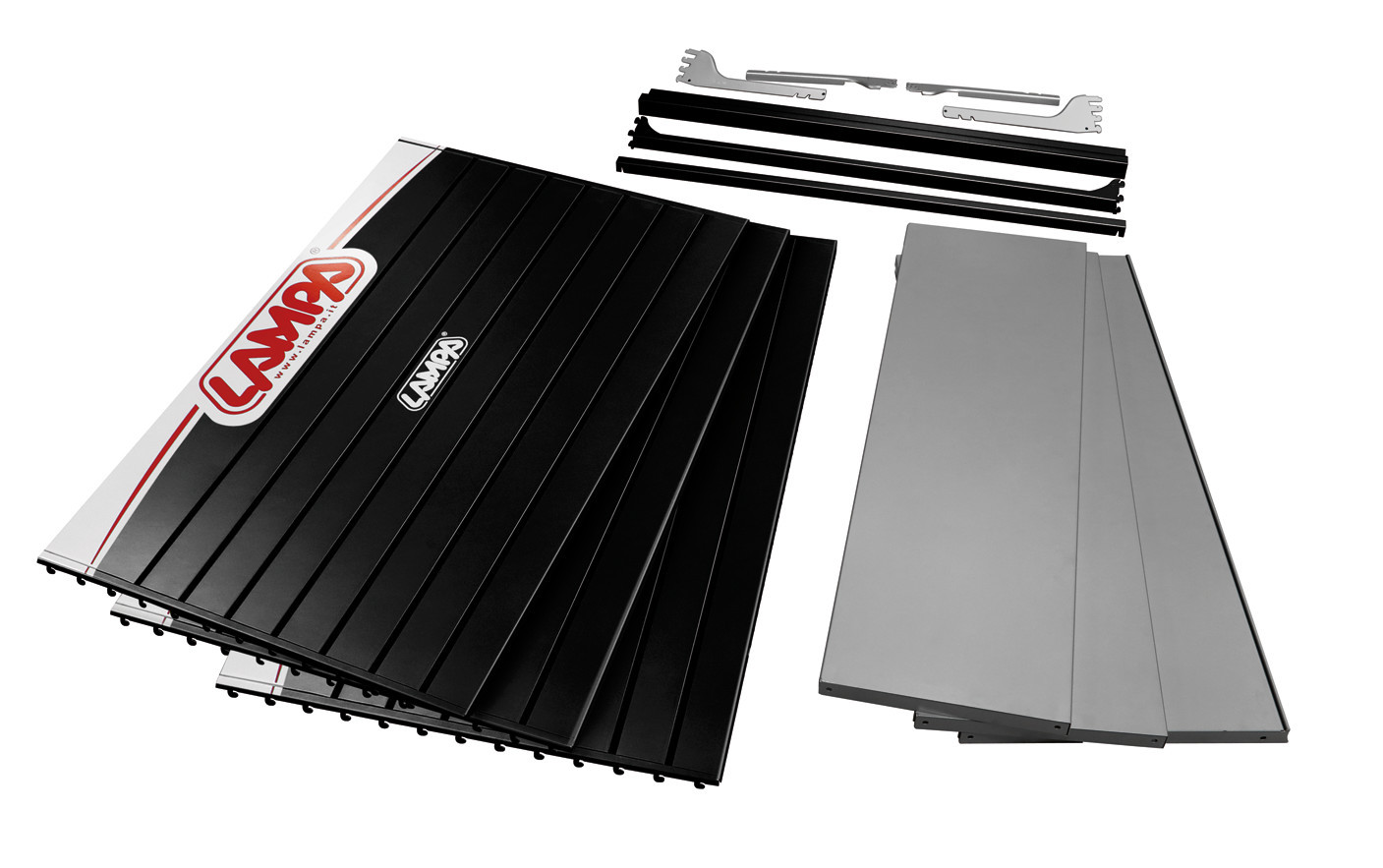 Scaffale modulare D1, kit pannelli a doghe e accessori - 210 cm - immagine 2