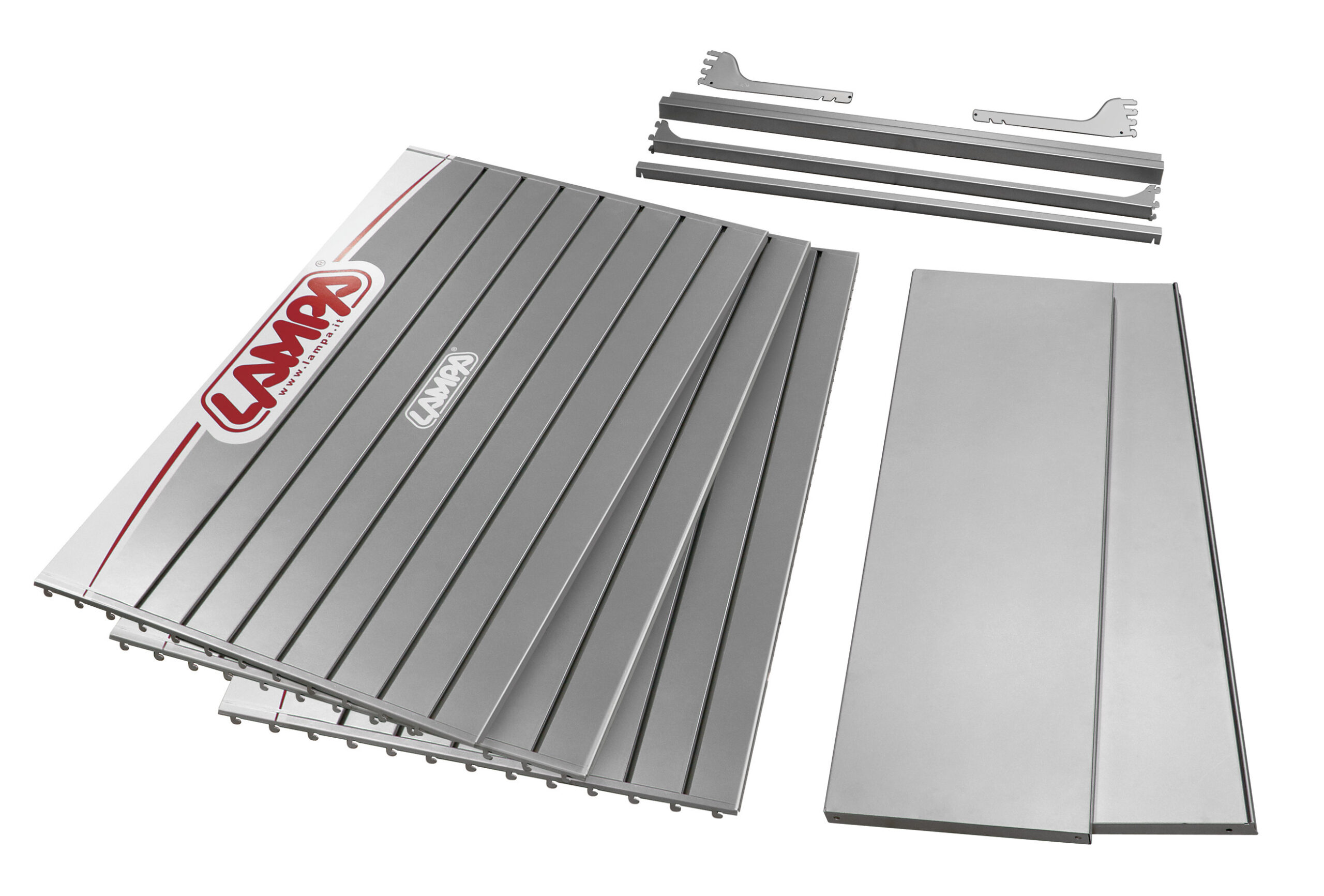 Scaffale modulare D3, kit pannelli a doghe e accessori - 210 cm - immagine 2