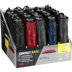 Compact Base, display 25 ombrelli pieghevoli - Ø 97 cm