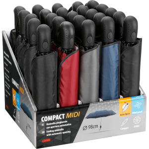 Compact Midi, display 25 ombrelli pieghevoli - Ø 98 cm