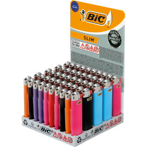 Accendini Bic Classic Slim J23. Display da 50 pezzi colori assortiti