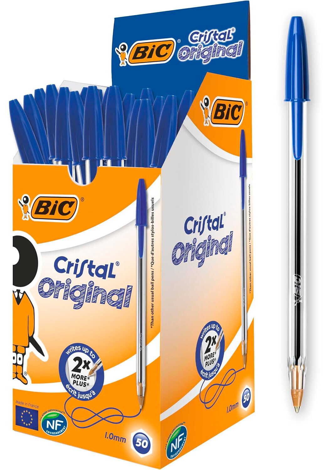 Bic Cristal Original, penne a sfera, scatola 50 pz - Blu - immagine 3