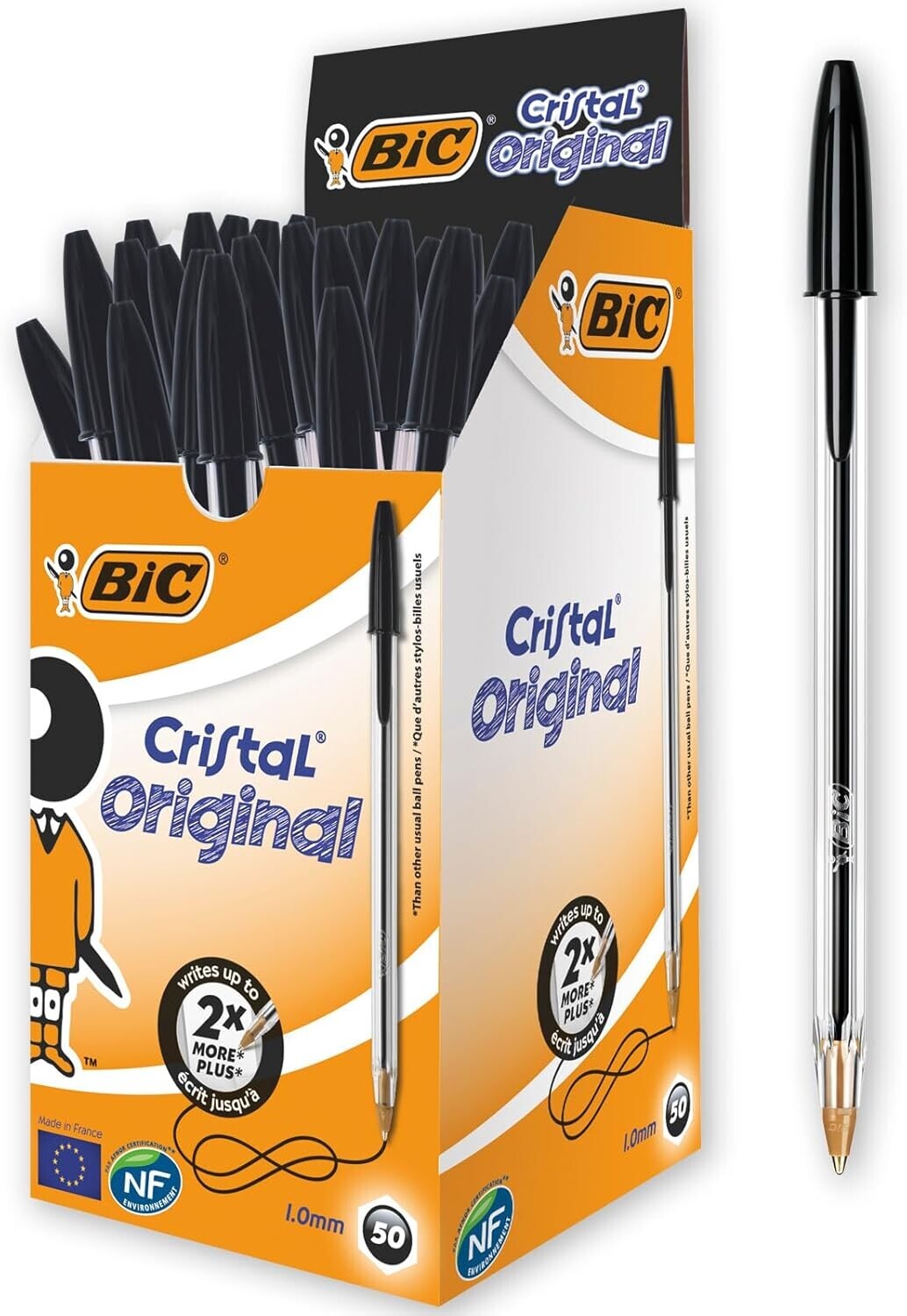 Bic Cristal Original, penne a sfera, scatola 50 pz - Nero - immagine 3