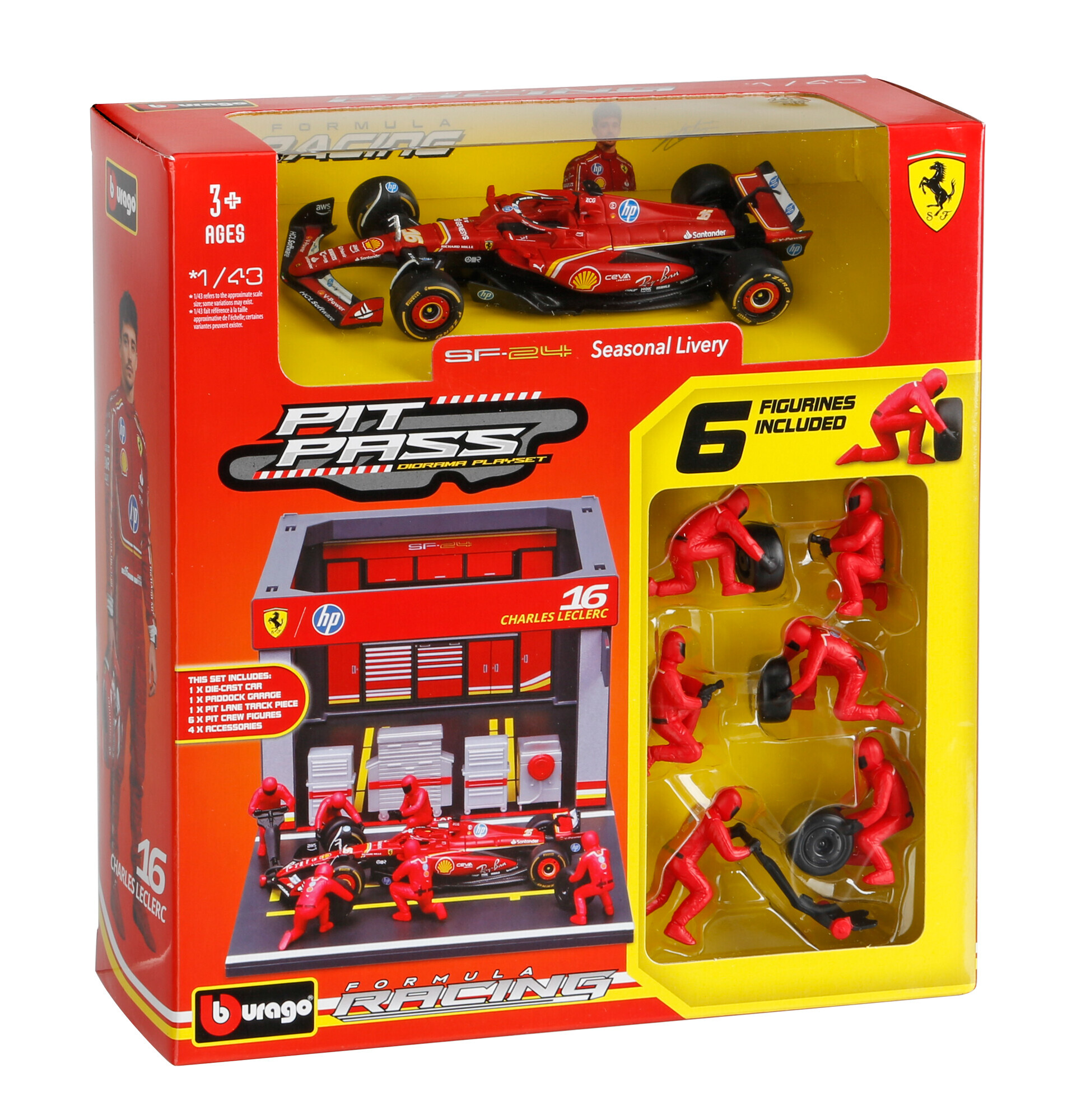 Pit Stop Ferrari SF-24 Leclerc, Burago, scala 1:43 - immagine 2