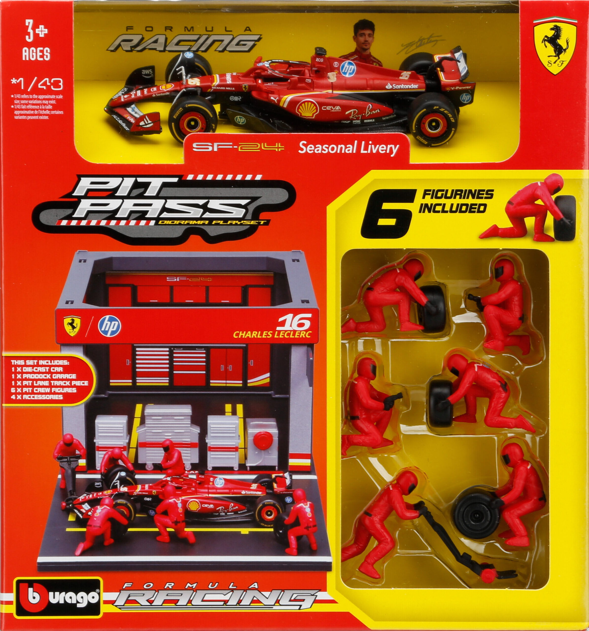 Pit Stop Ferrari SF-24 Leclerc, Burago, scala 1:43 - immagine 3